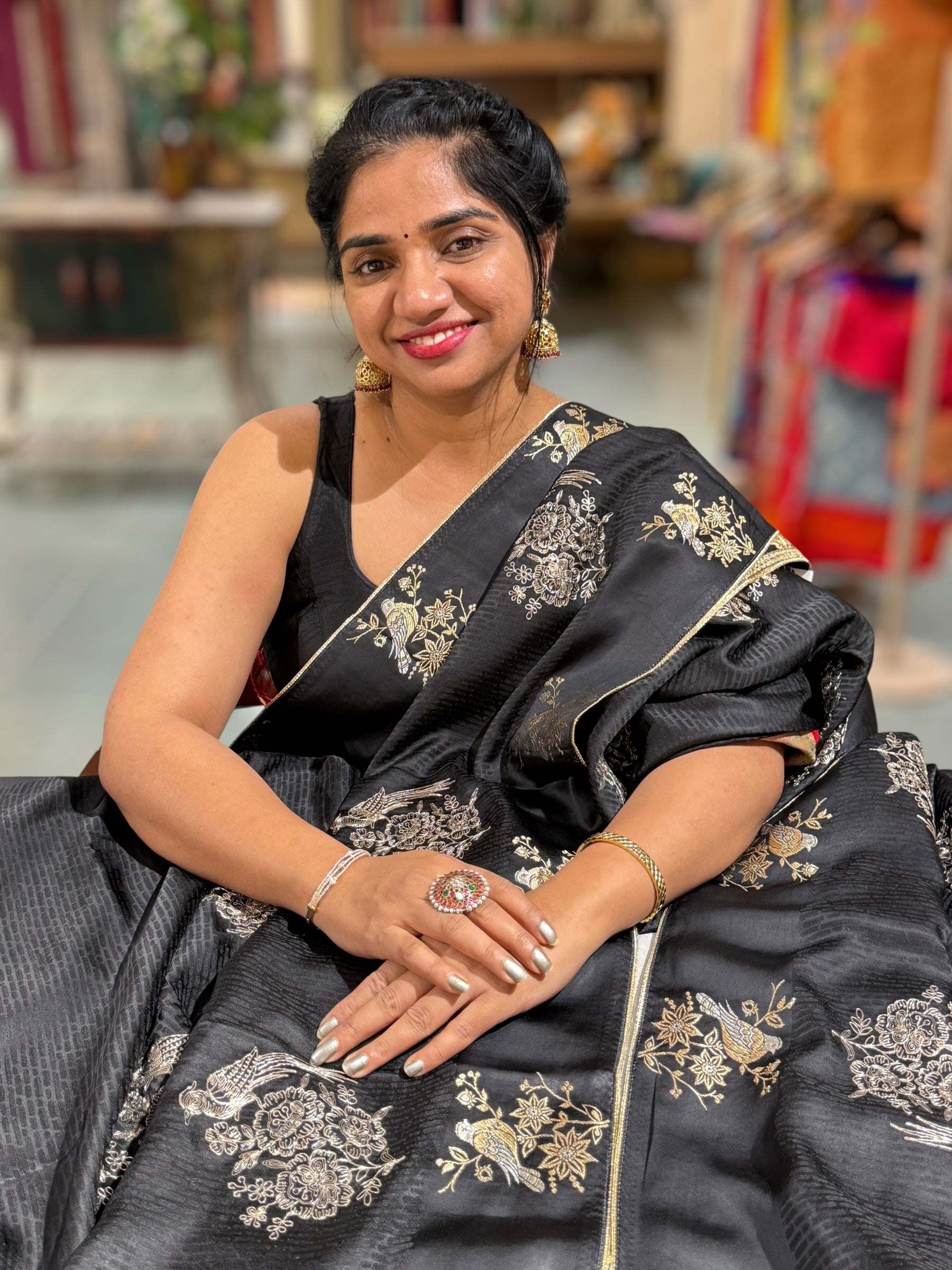 Black Designer Mashru Silk Saree