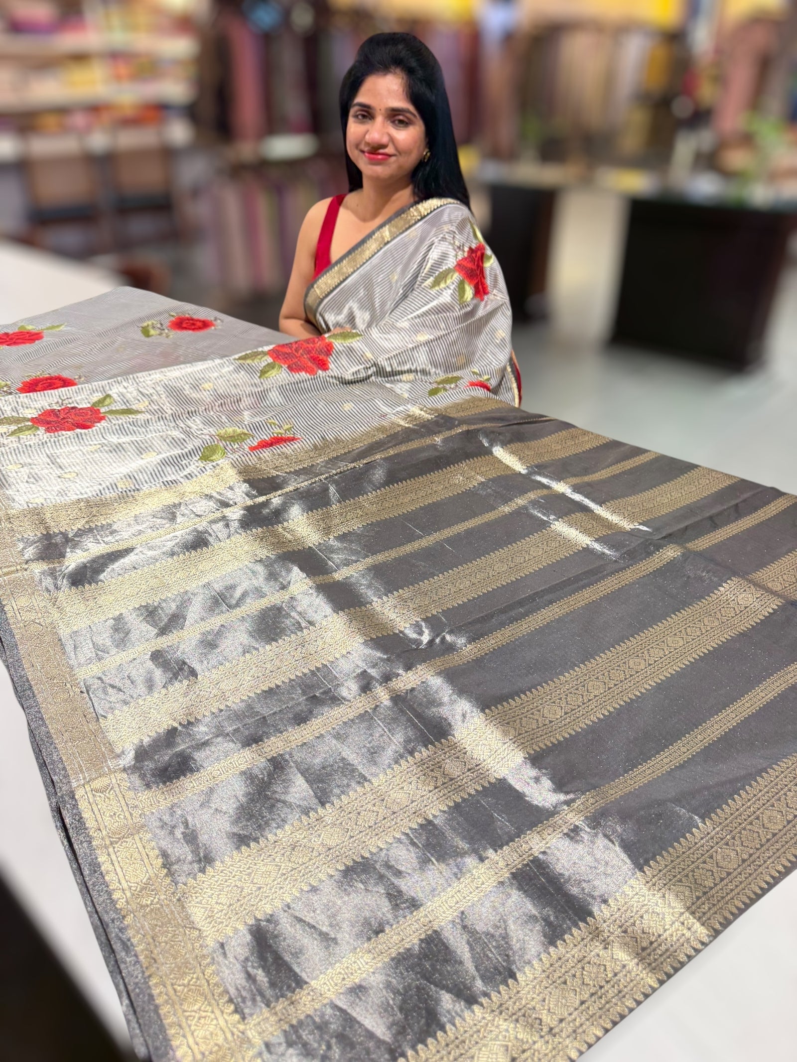 Banarasi tissue with embroidery