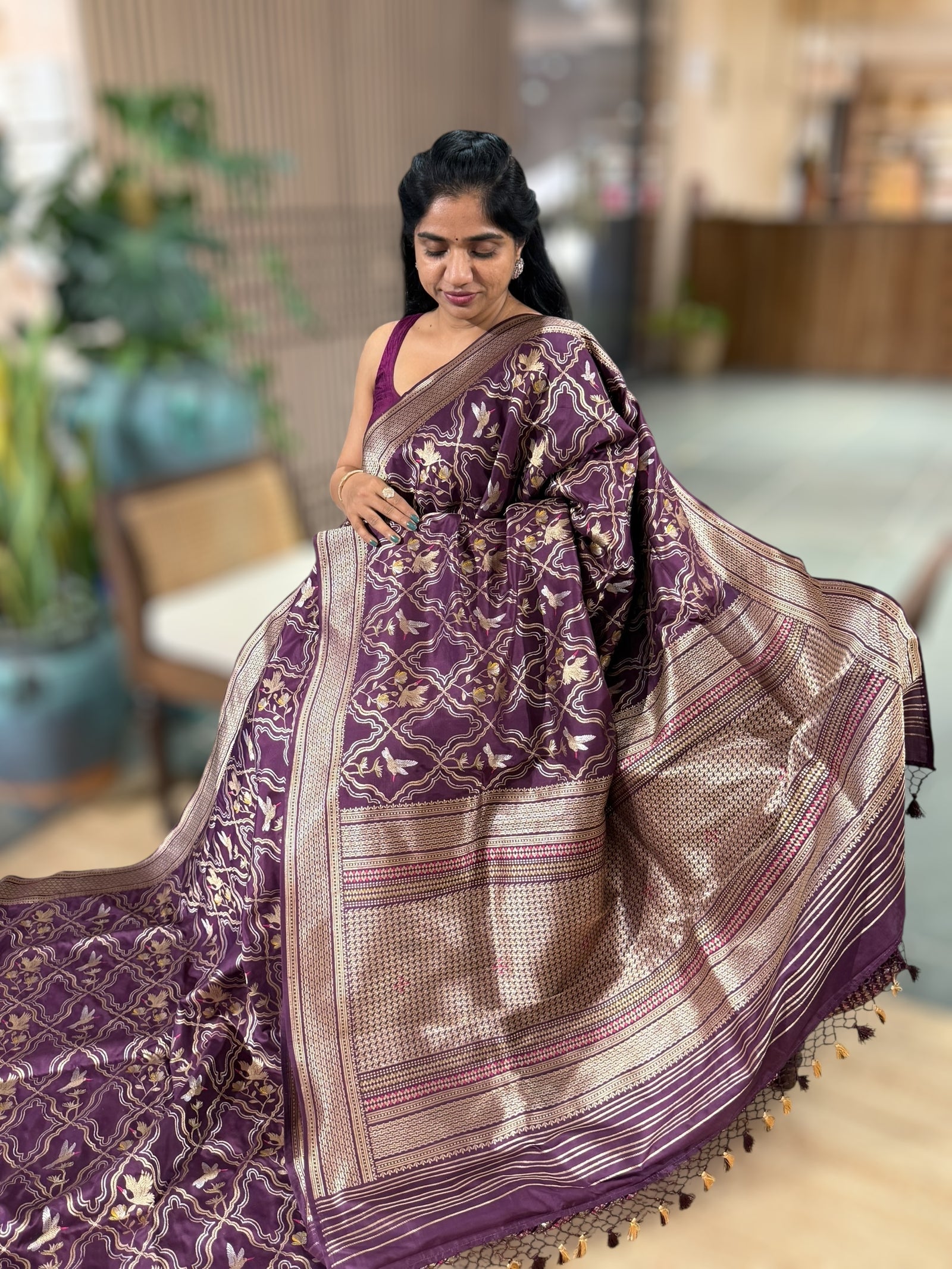 Wine Designer Banarasi Silk Saree
