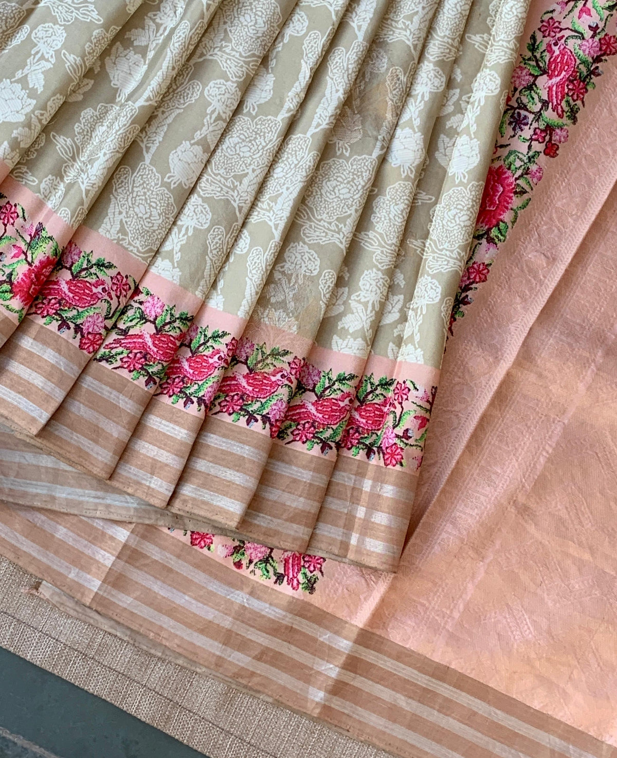 Earthy Tone kanchi soft silk  printed saree