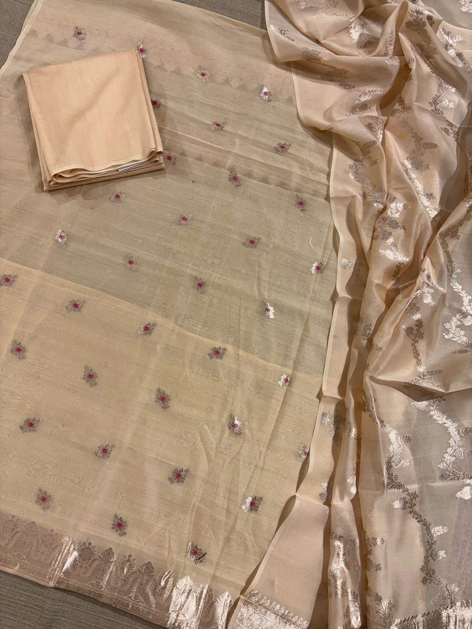 Pure handloom china silk suit set