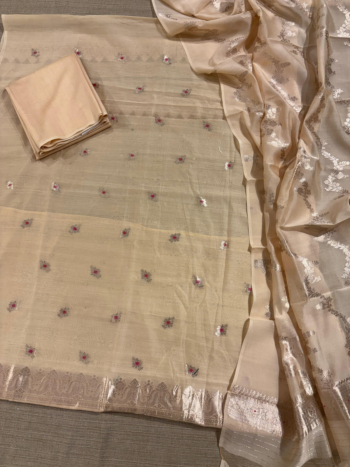 Pure handloom china silk suit set