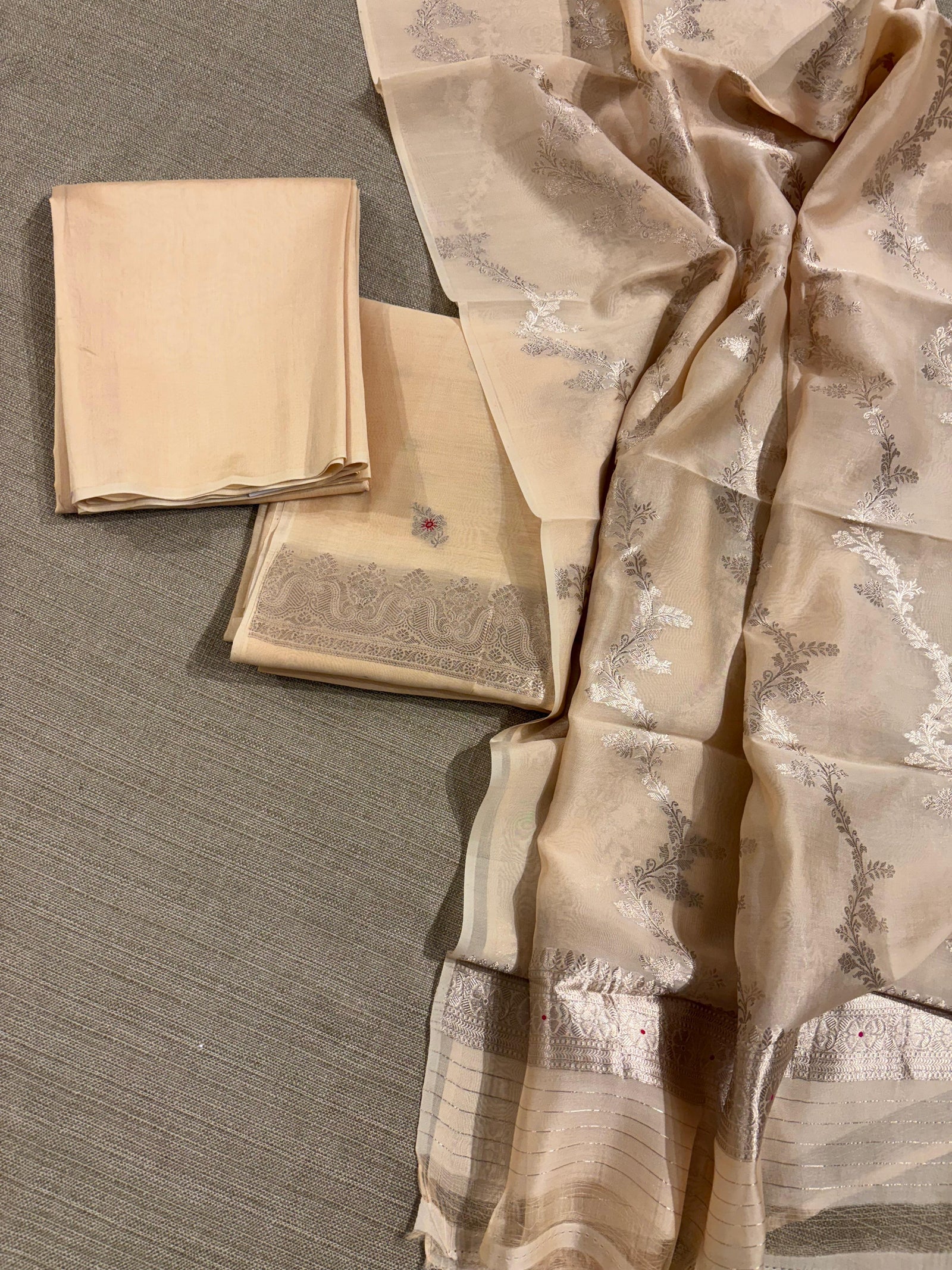 Pure handloom china silk suit set