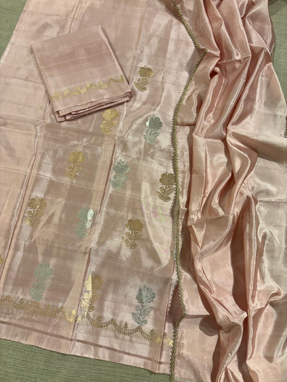 Pure handloom Poona silk 3 pc suit set