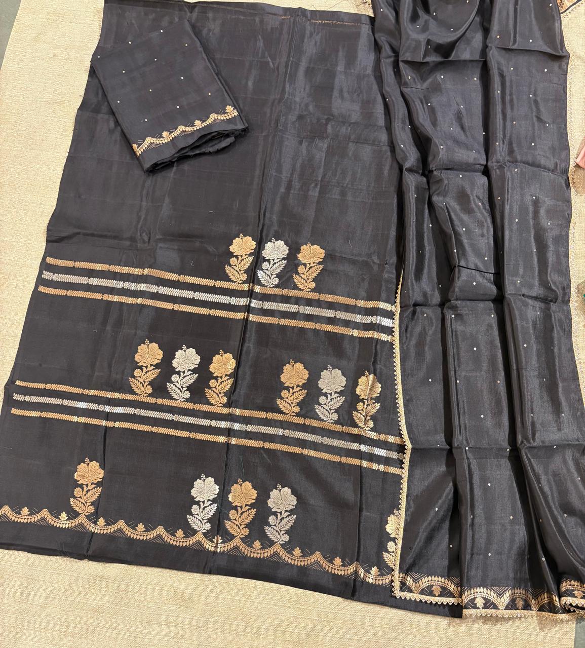 Pure handloom raw mang suit set with