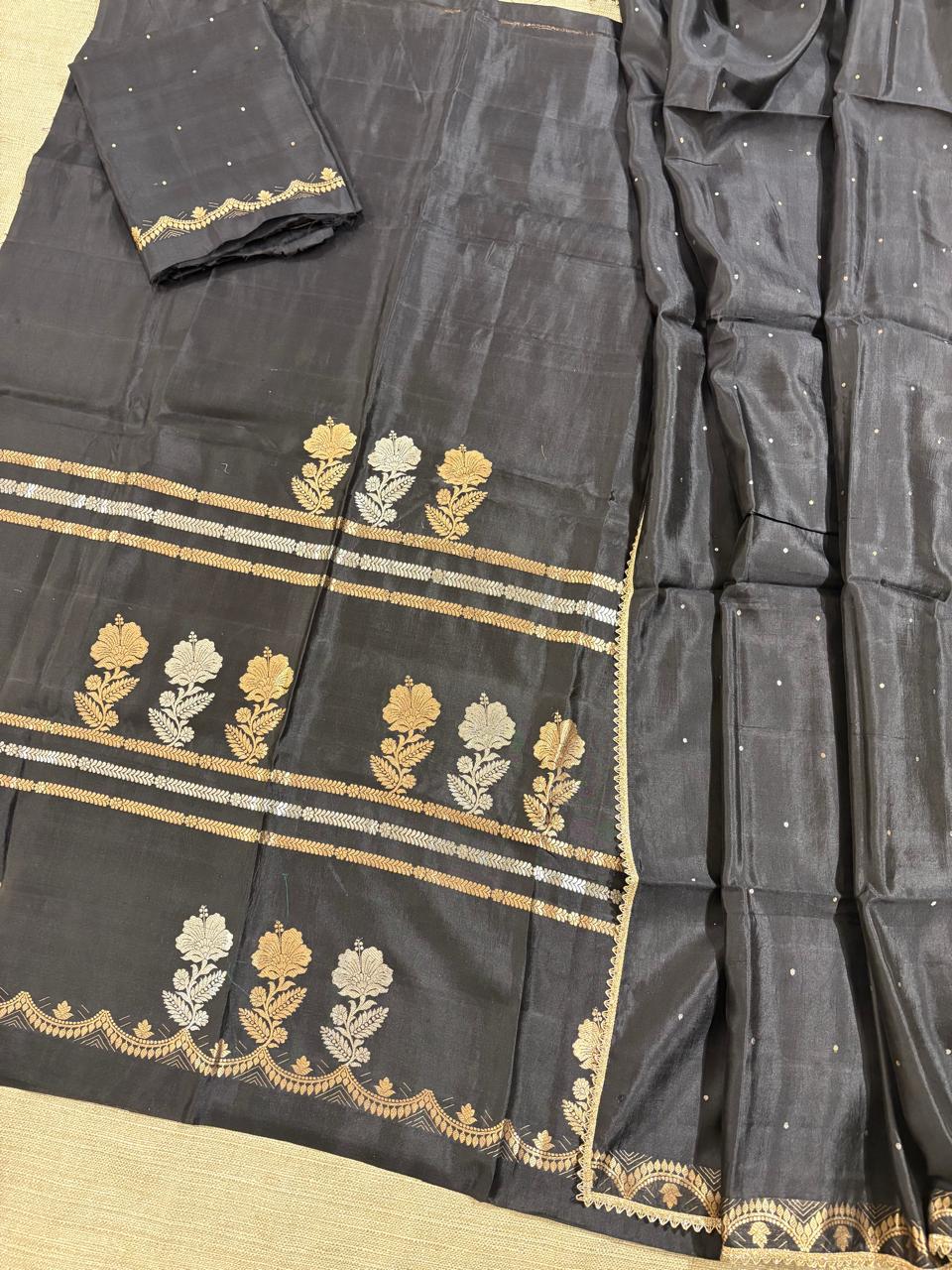 Pure handloom raw mang suit set with