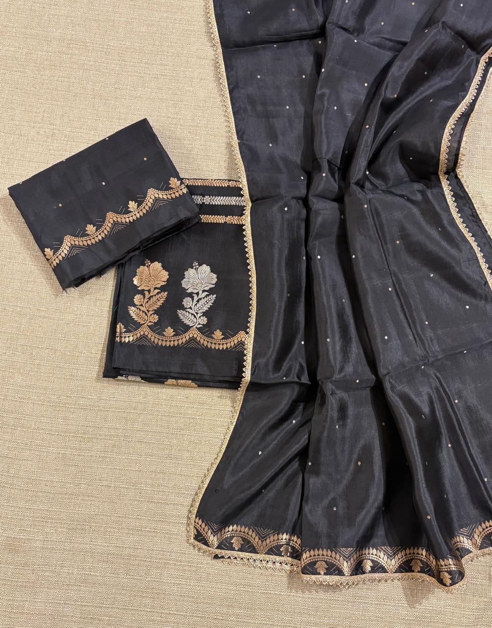 Pure handloom raw mang suit set with