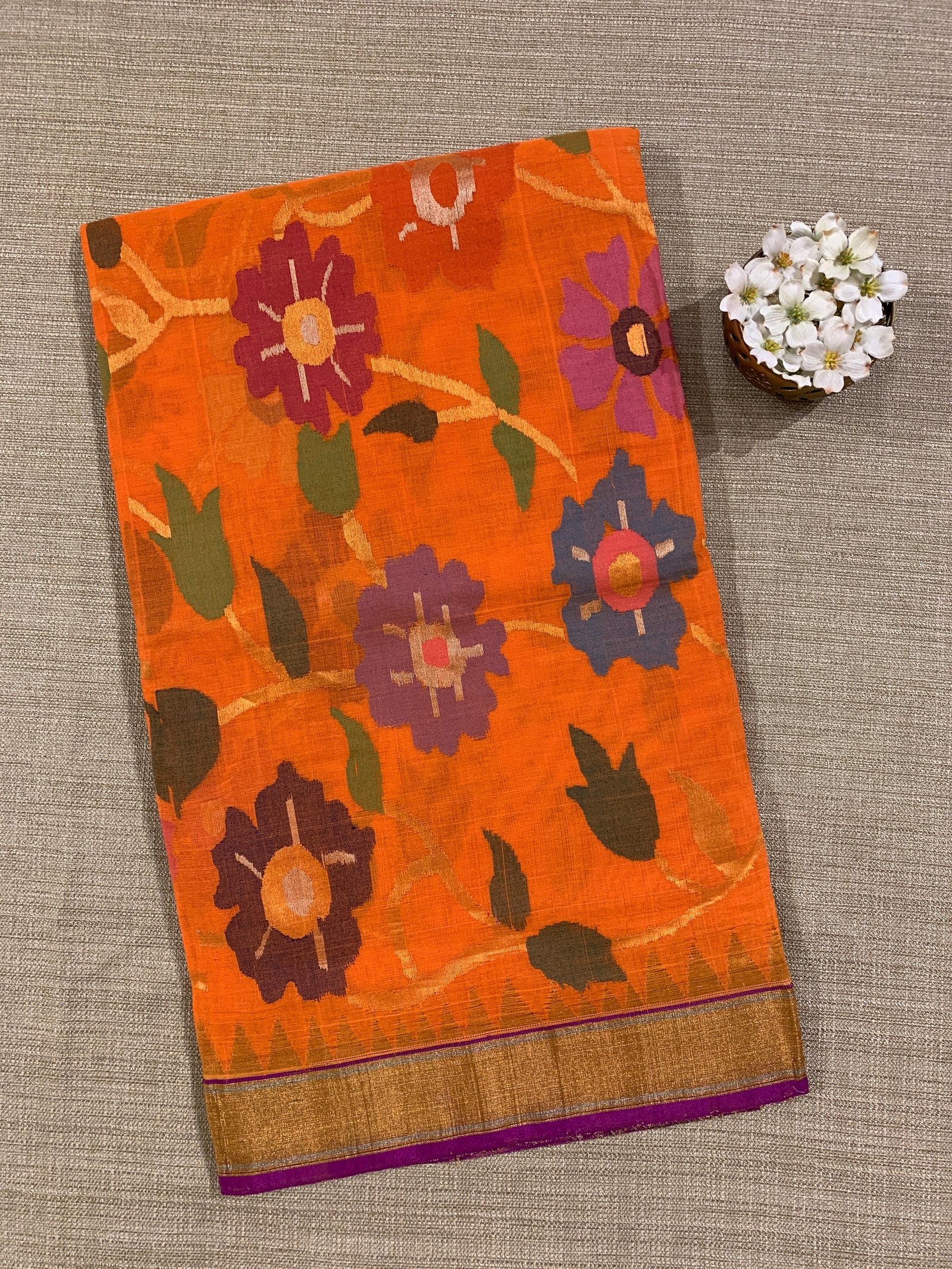 Ponduru Khadi allover Jamdani woven Saree