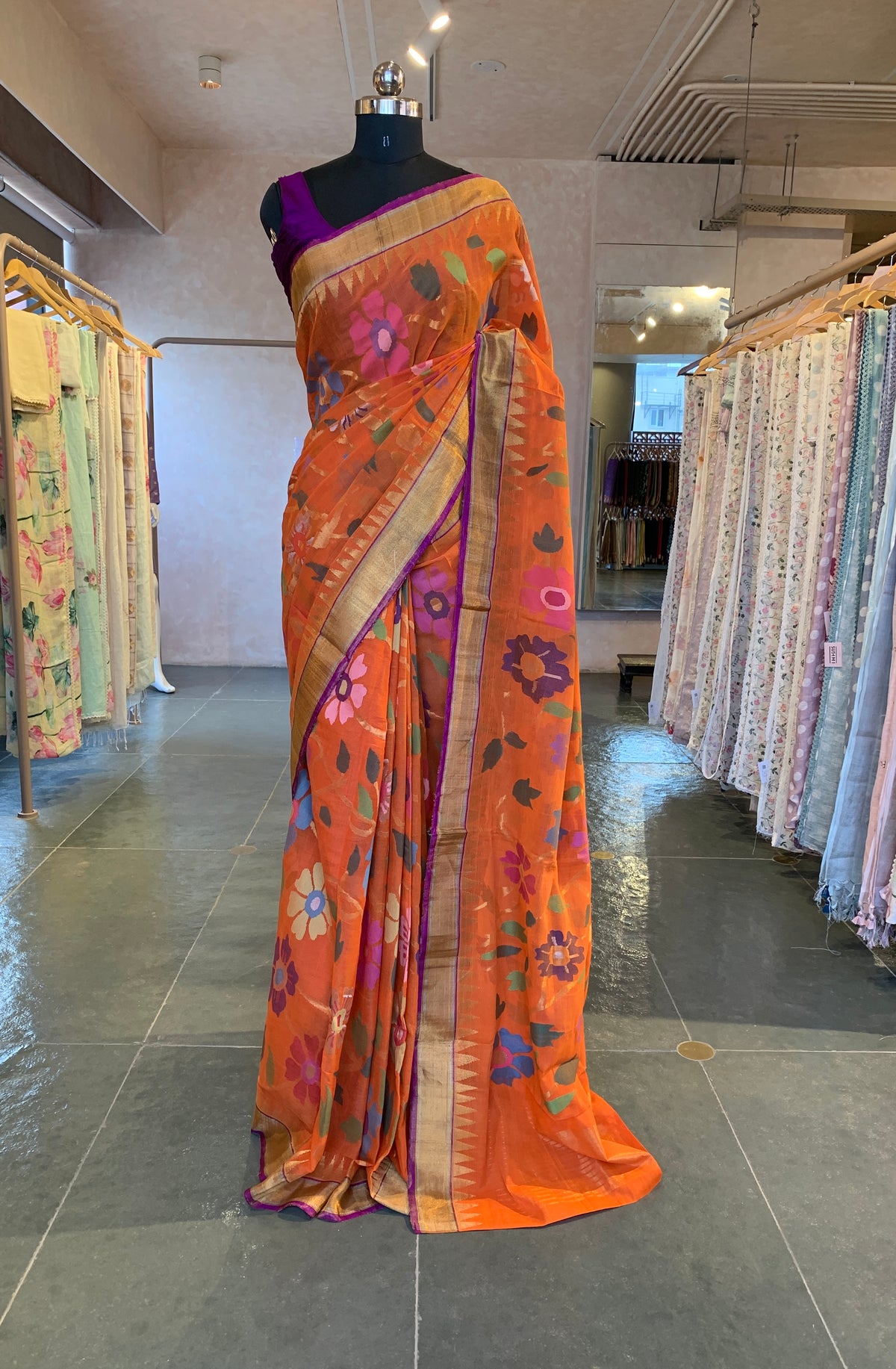 Ponduru Khadi allover Jamdani woven Saree