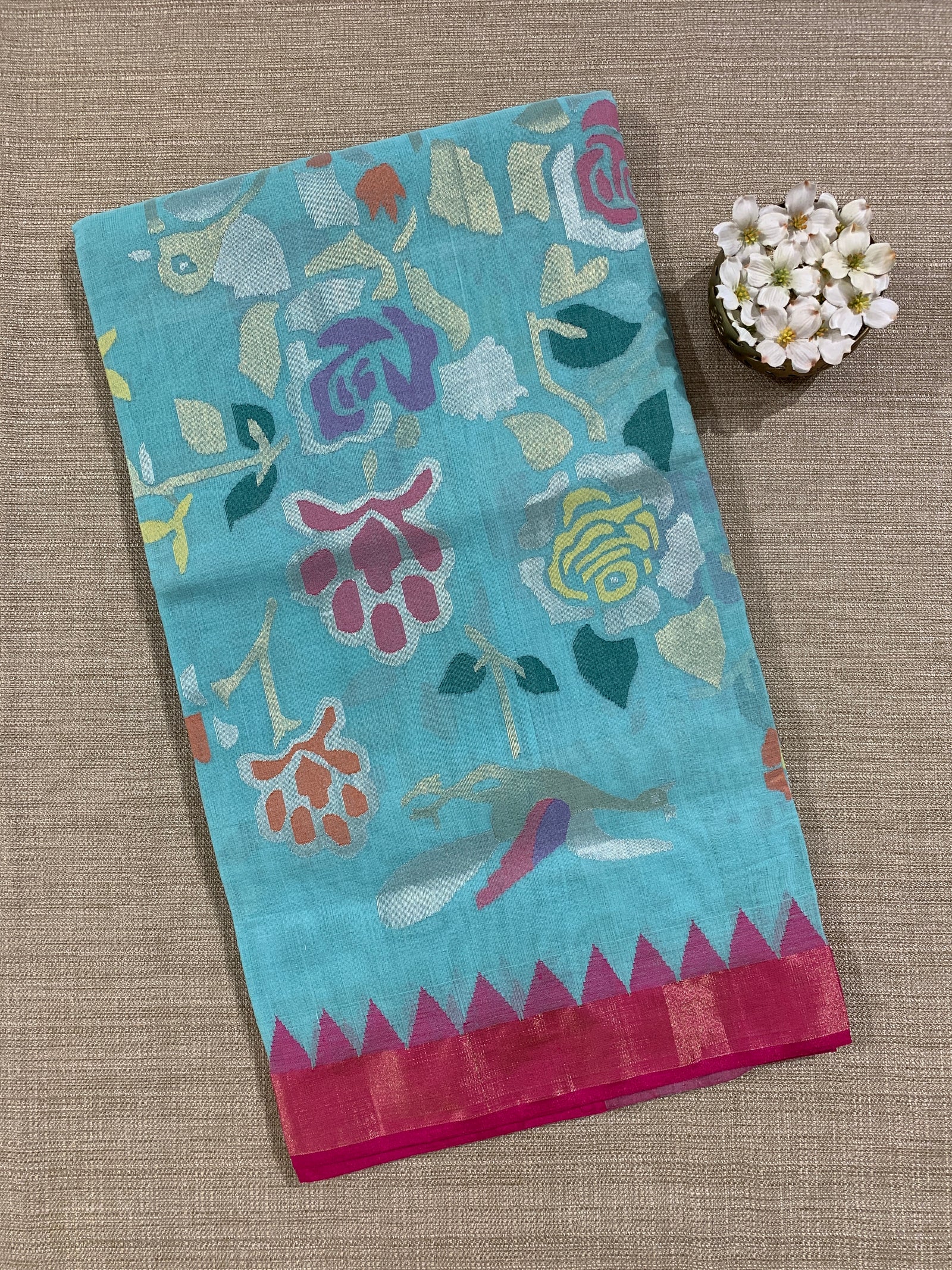 Ponduru Khadi Allover Jamdani Woven Saree