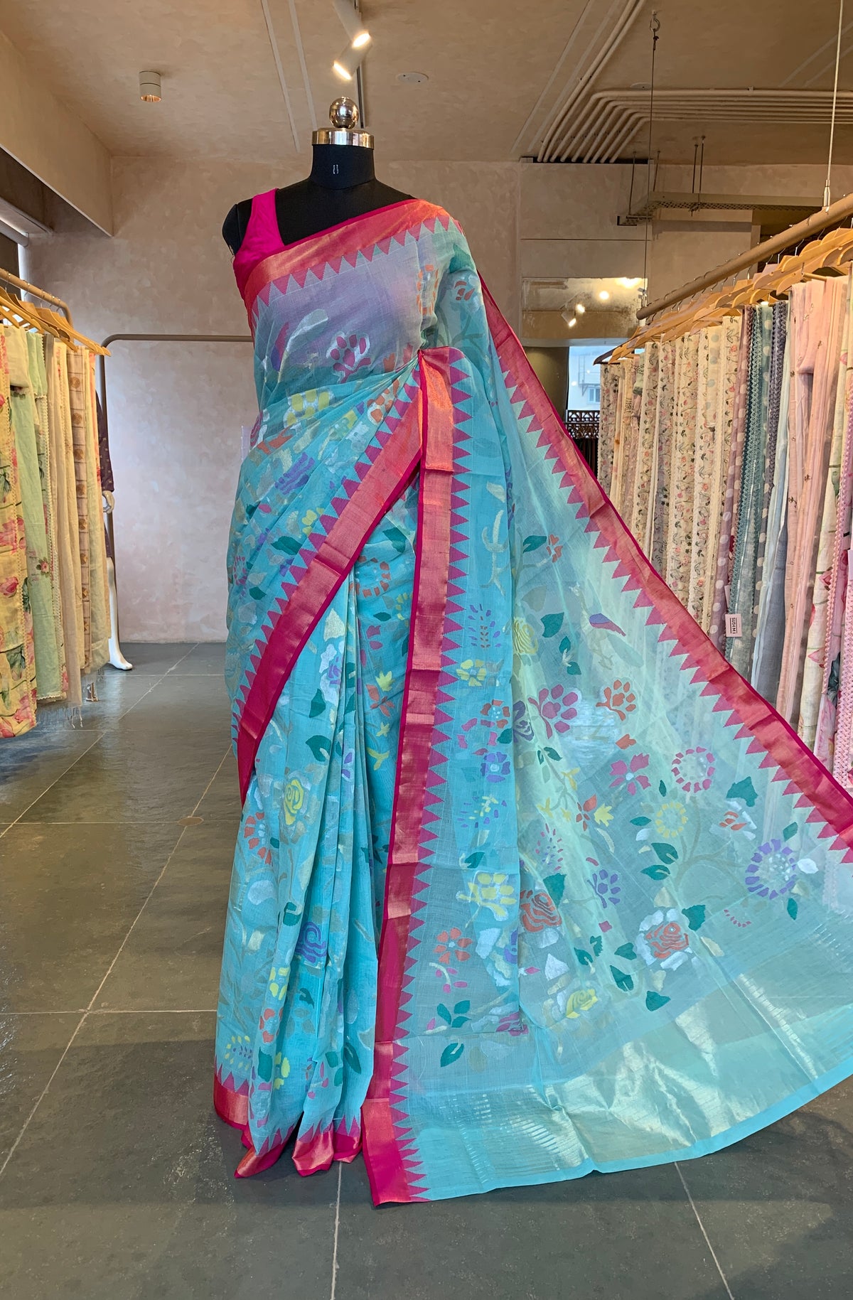 Ponduru Khadi Allover Jamdani Woven Saree