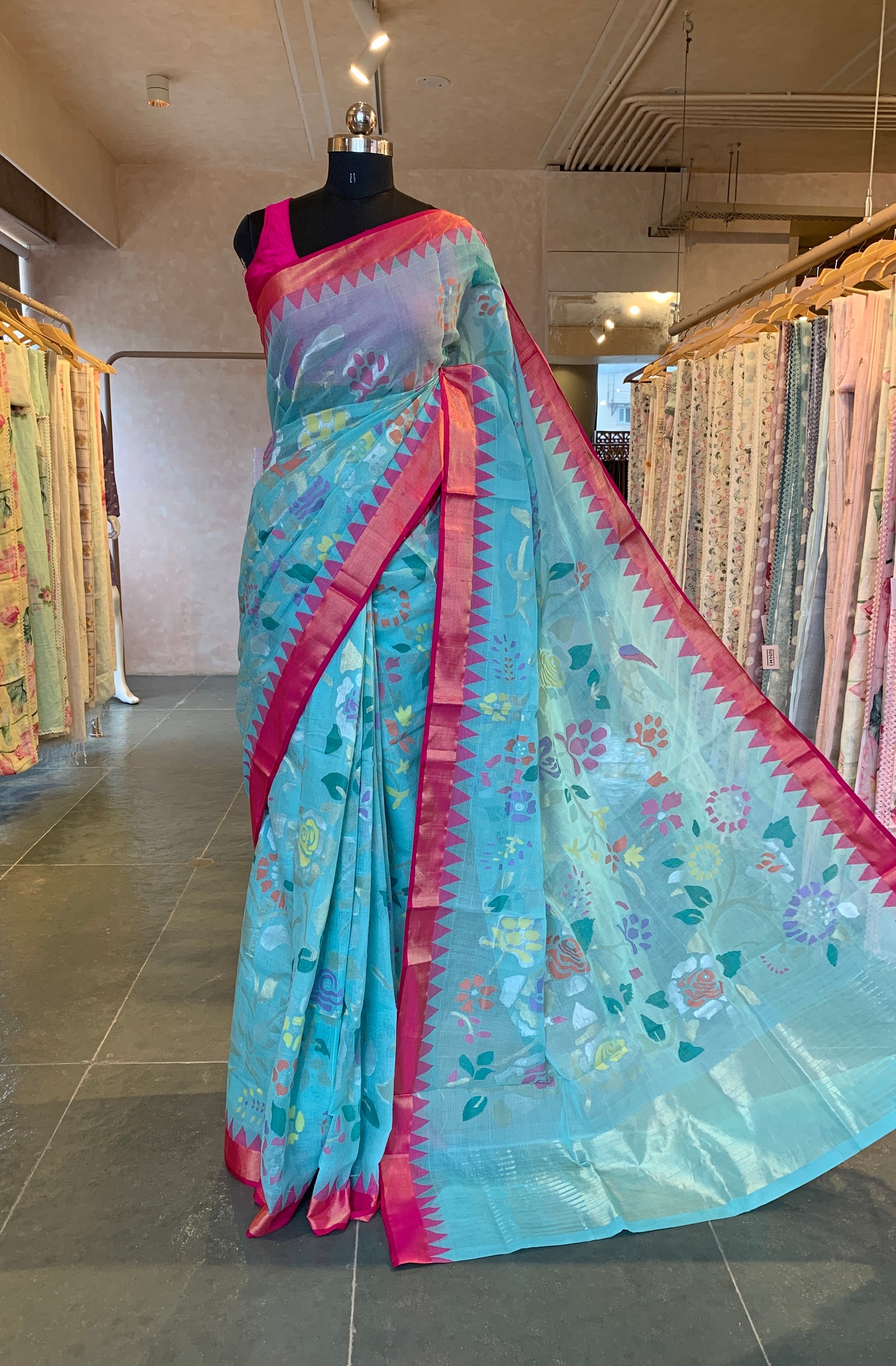 Ponduru Khadi Allover Jamdani Woven Saree