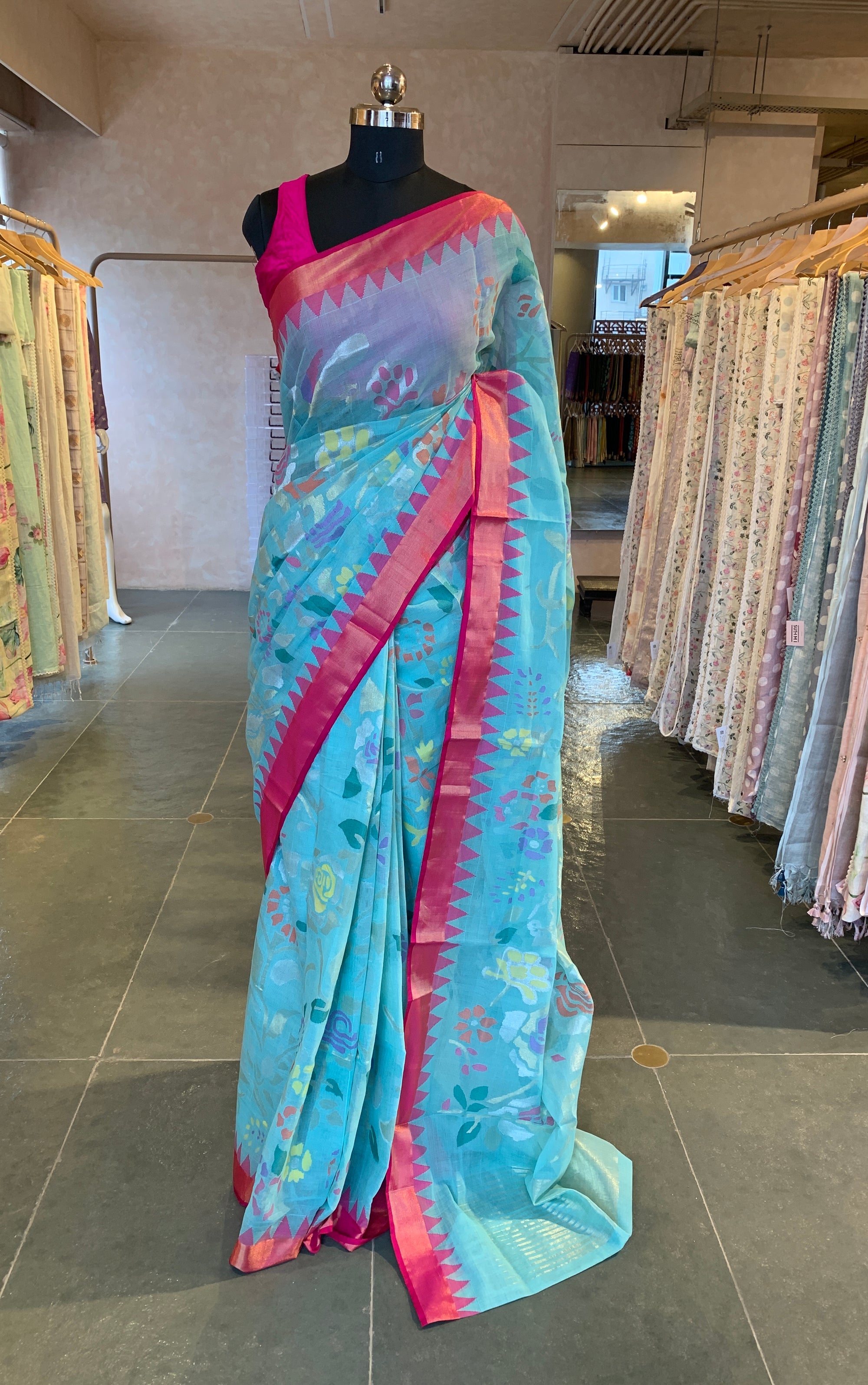 Ponduru Khadi Allover Jamdani Woven Saree