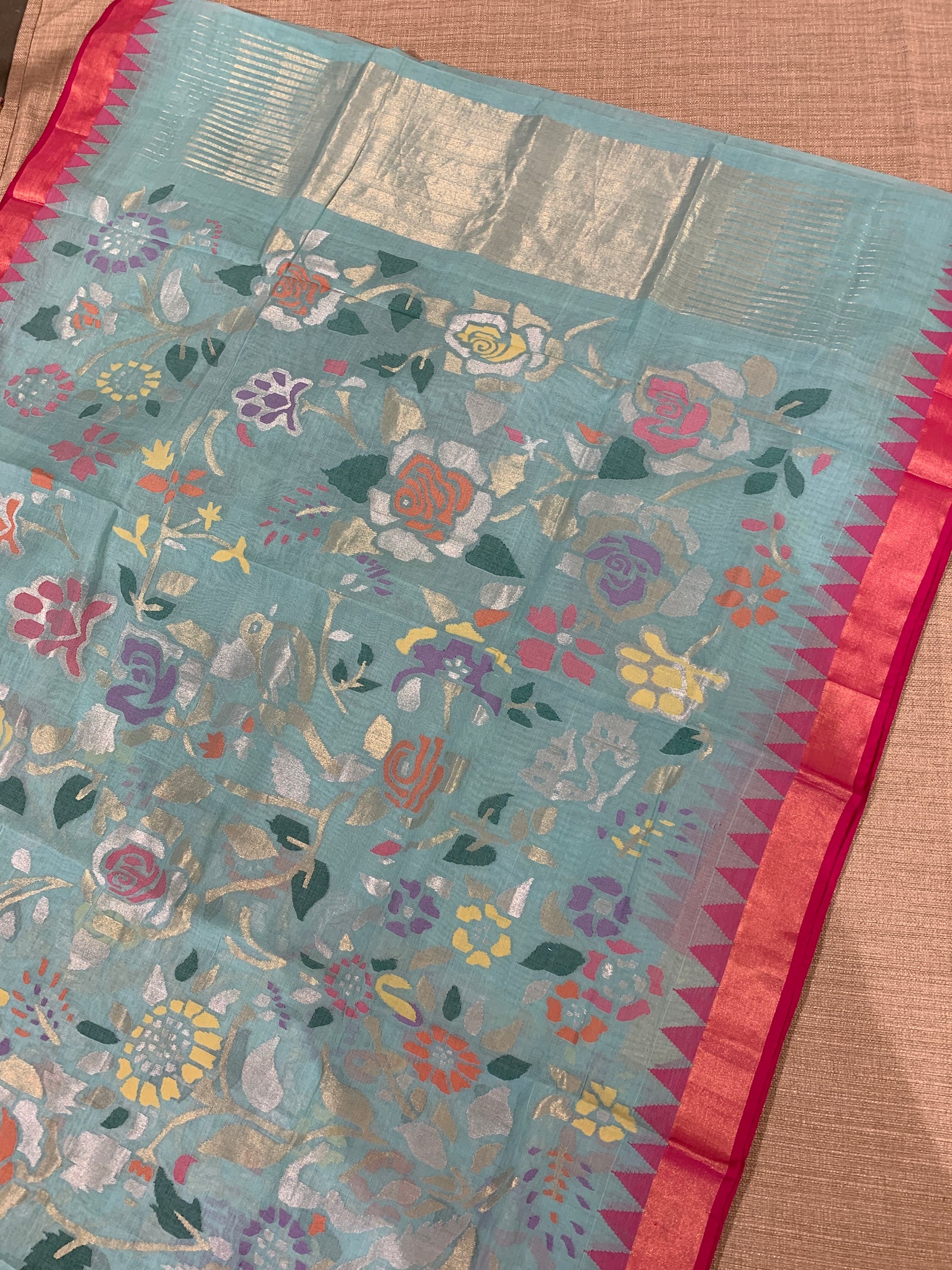 Ponduru Khadi Allover Jamdani Woven Saree