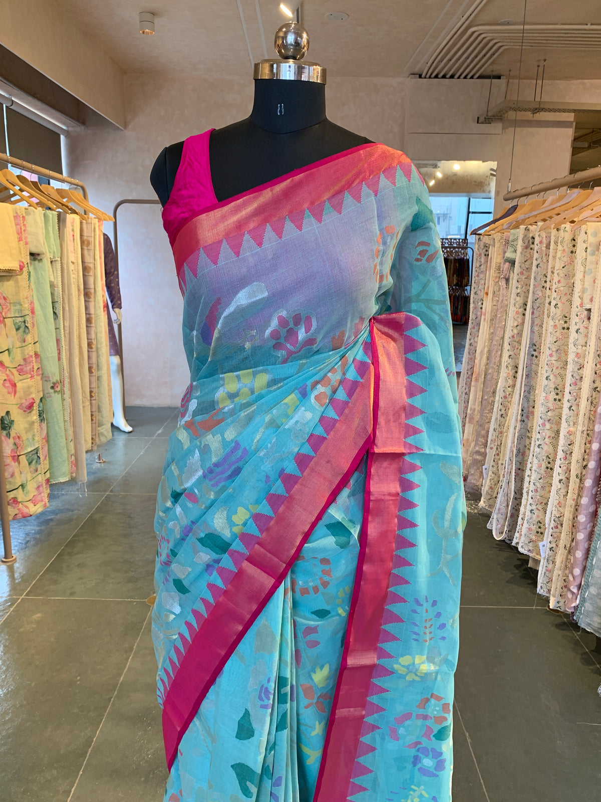 Ponduru Khadi Allover Jamdani Woven Saree