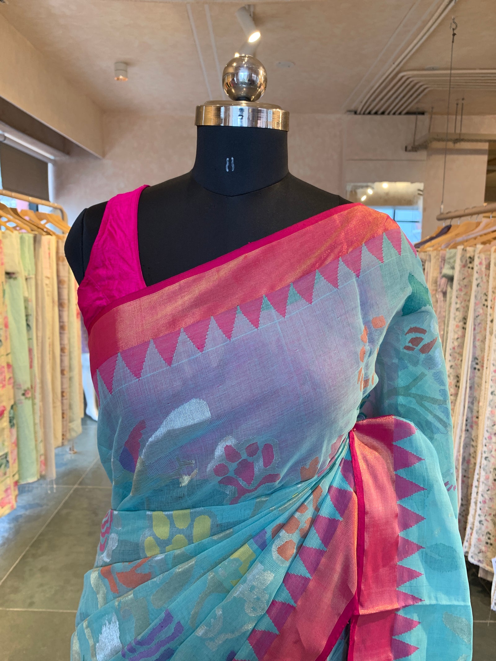 Ponduru Khadi Allover Jamdani Woven Saree