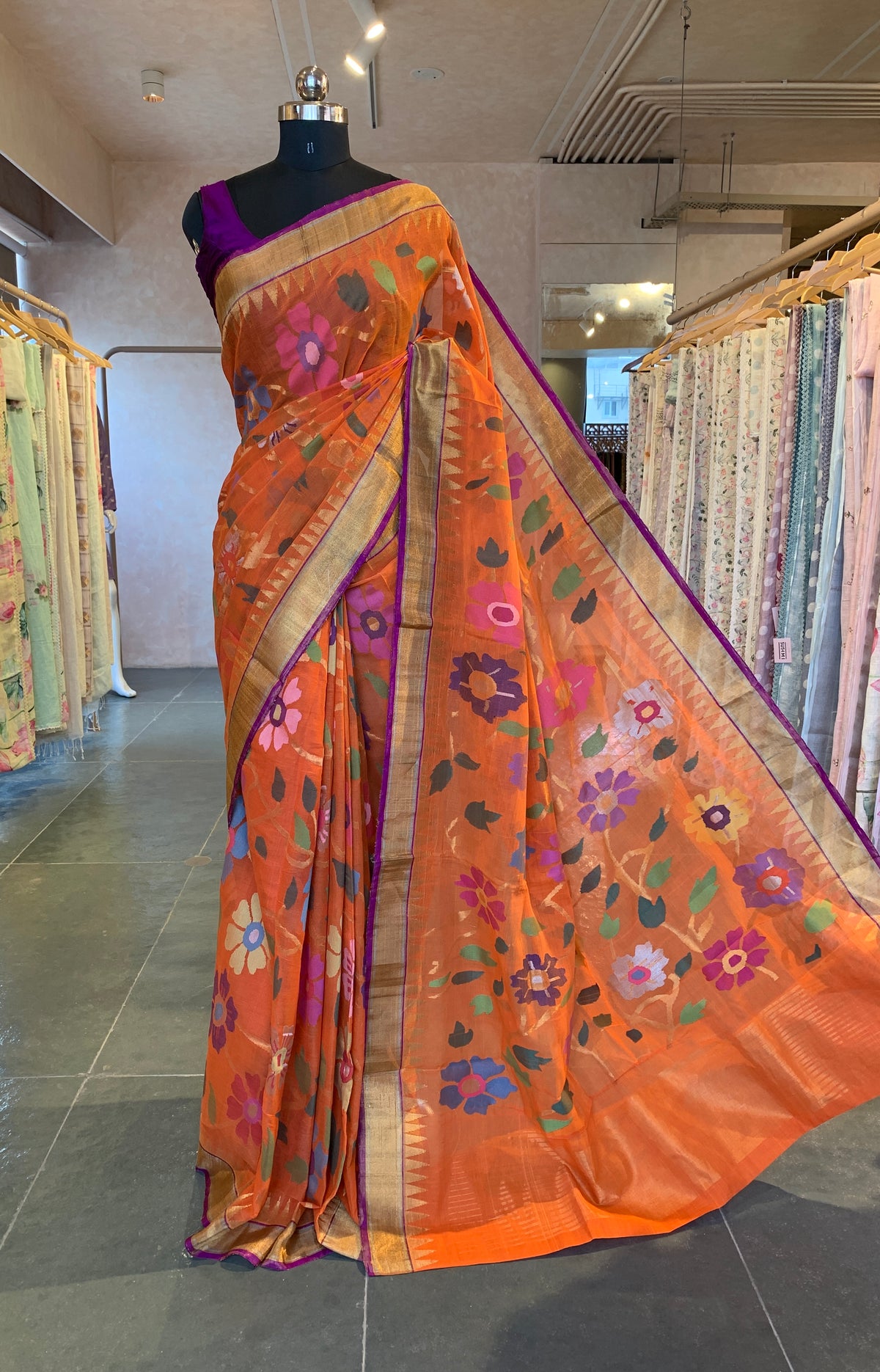 Ponduru Khadi allover Jamdani woven Saree