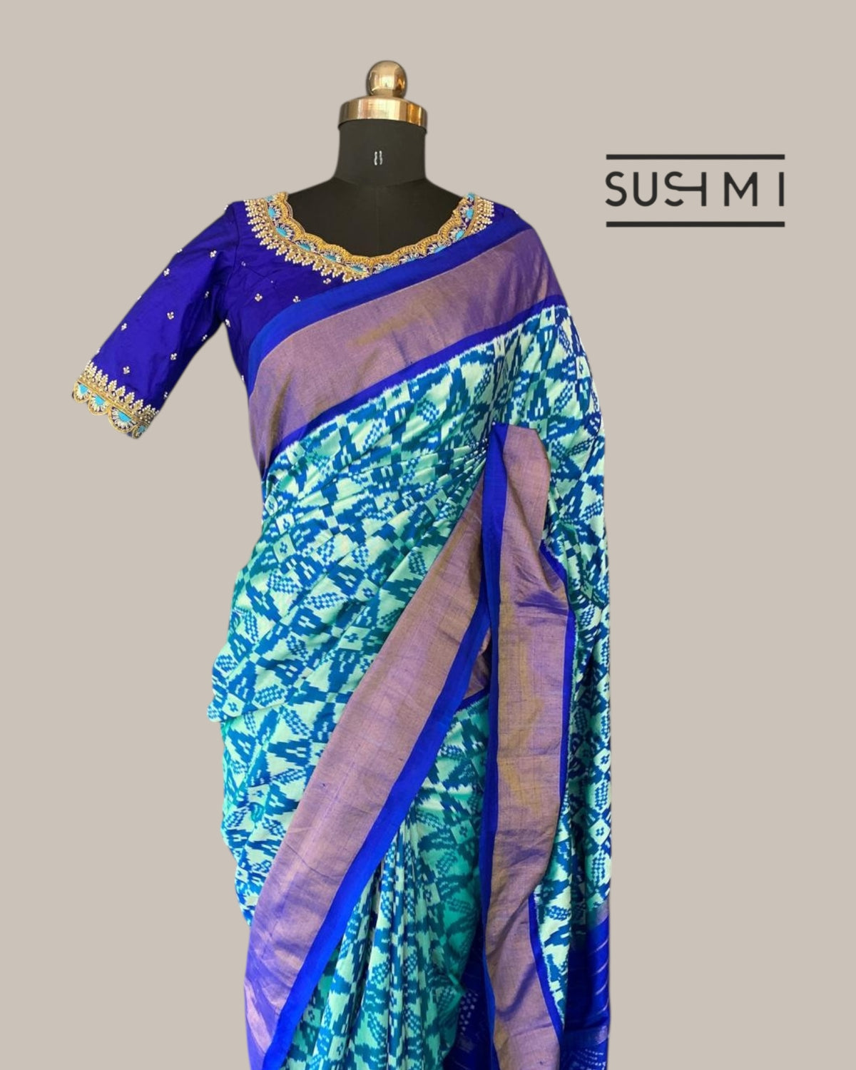 Pure Handloom Twill Ikkath Patola Saree With Handwork Blouse