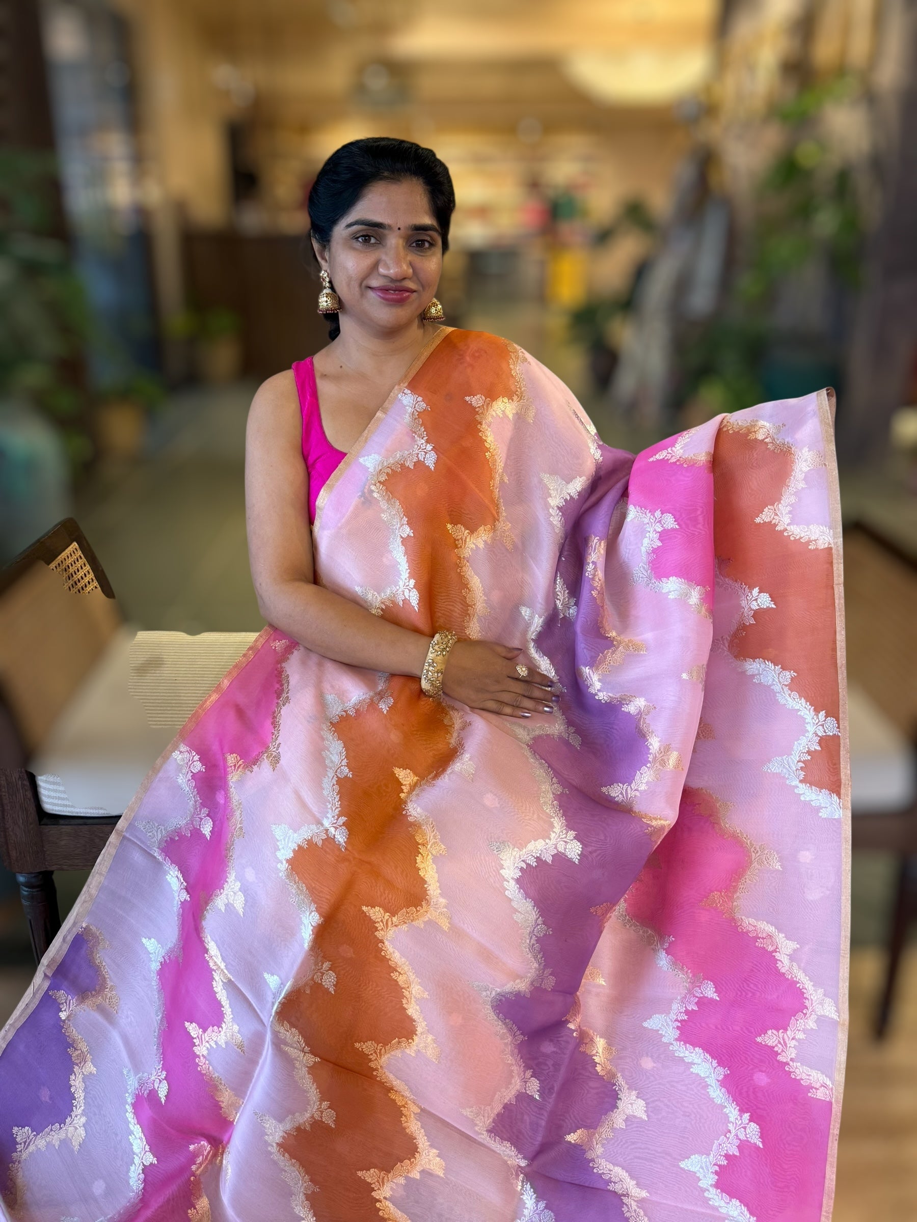 Designer Premium Handloom Rangkaat Kora Banarasi Saree  with Jewelry Design