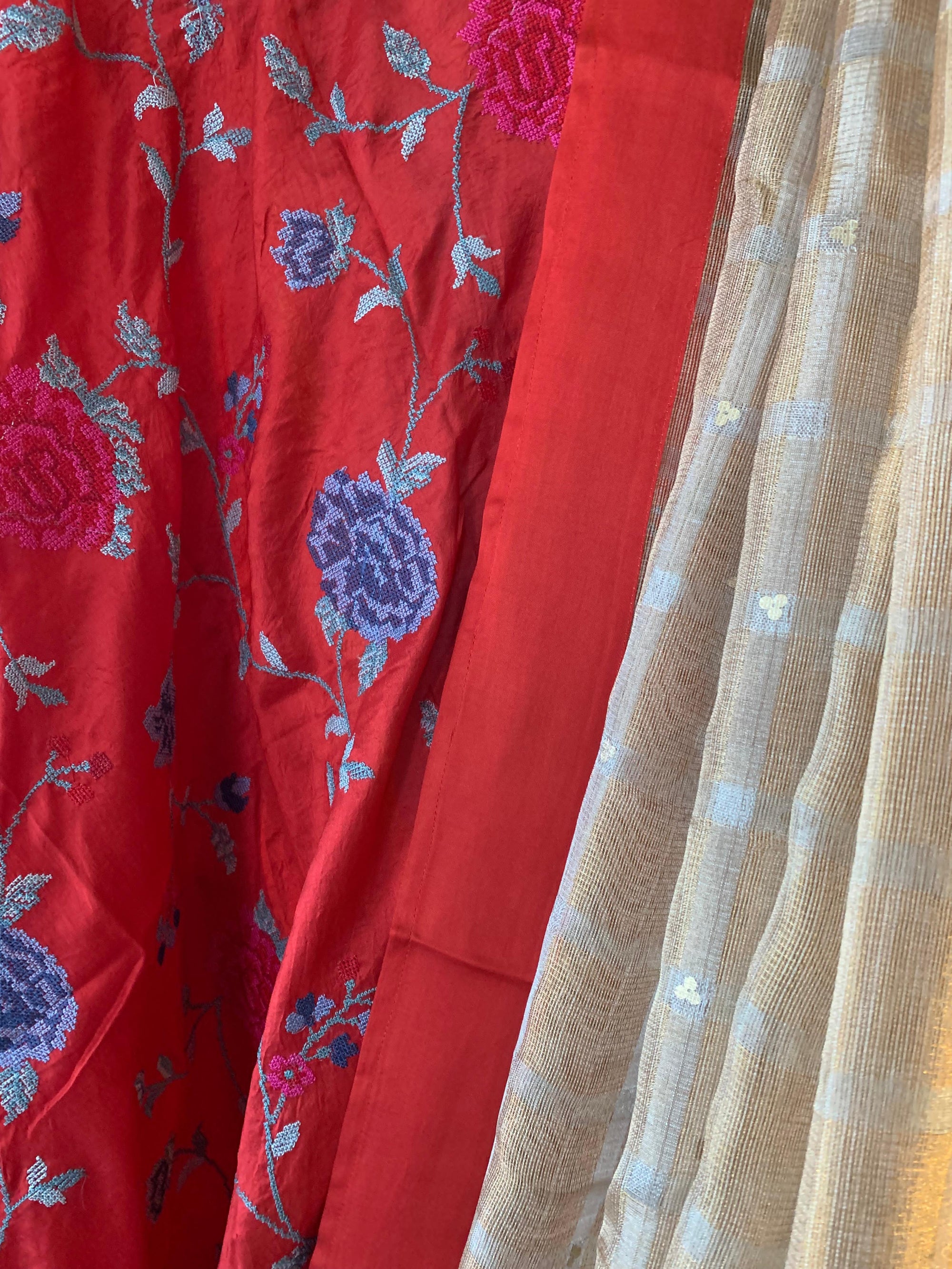 Designer Pure Handloom Gold tissue saree with kanchi petite point work blouse