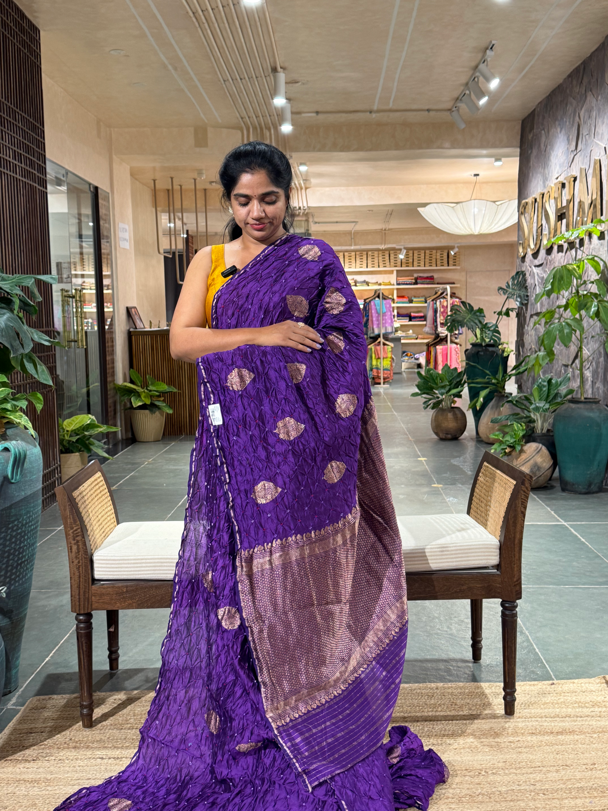 SCBA1106 Pure Handloom Banarasi Chiniya Bandhej Saree with Patola Blouse