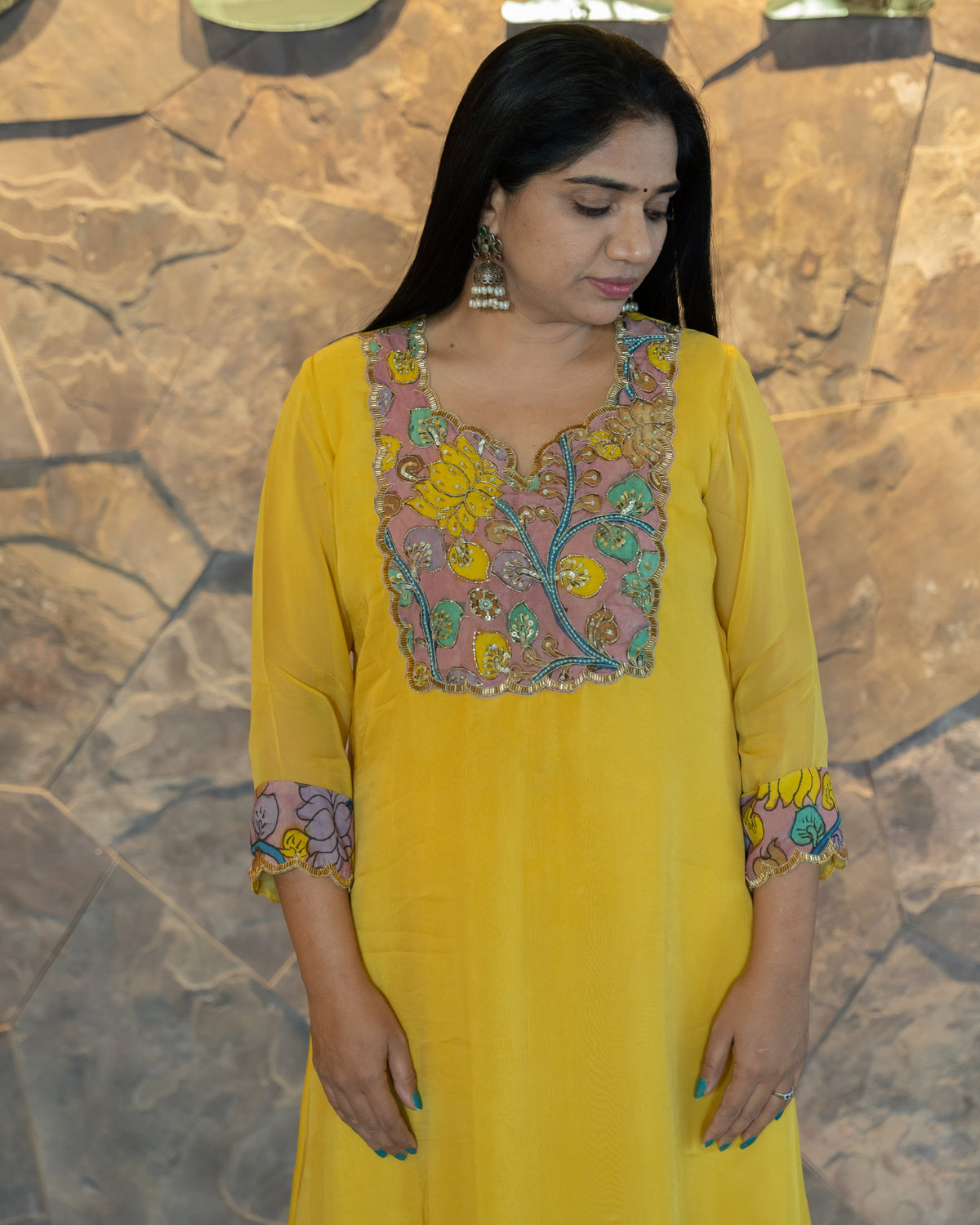 Organza and Pen Kalamkari Fusion Coordset