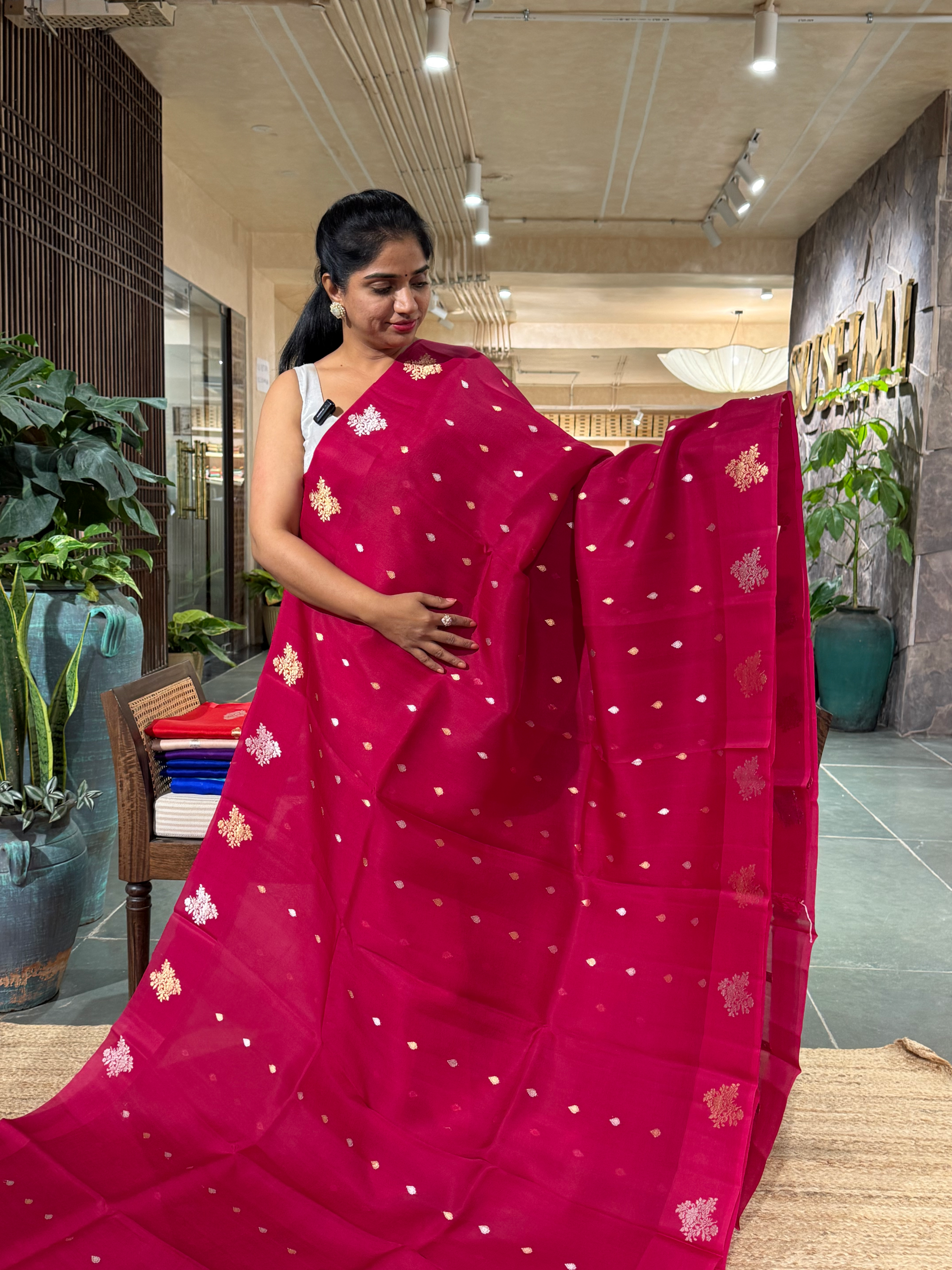 Beetroot Pink Beige Kora Banarasi Handloom Silk Saree with Sona Rupa Kaduwa Weav