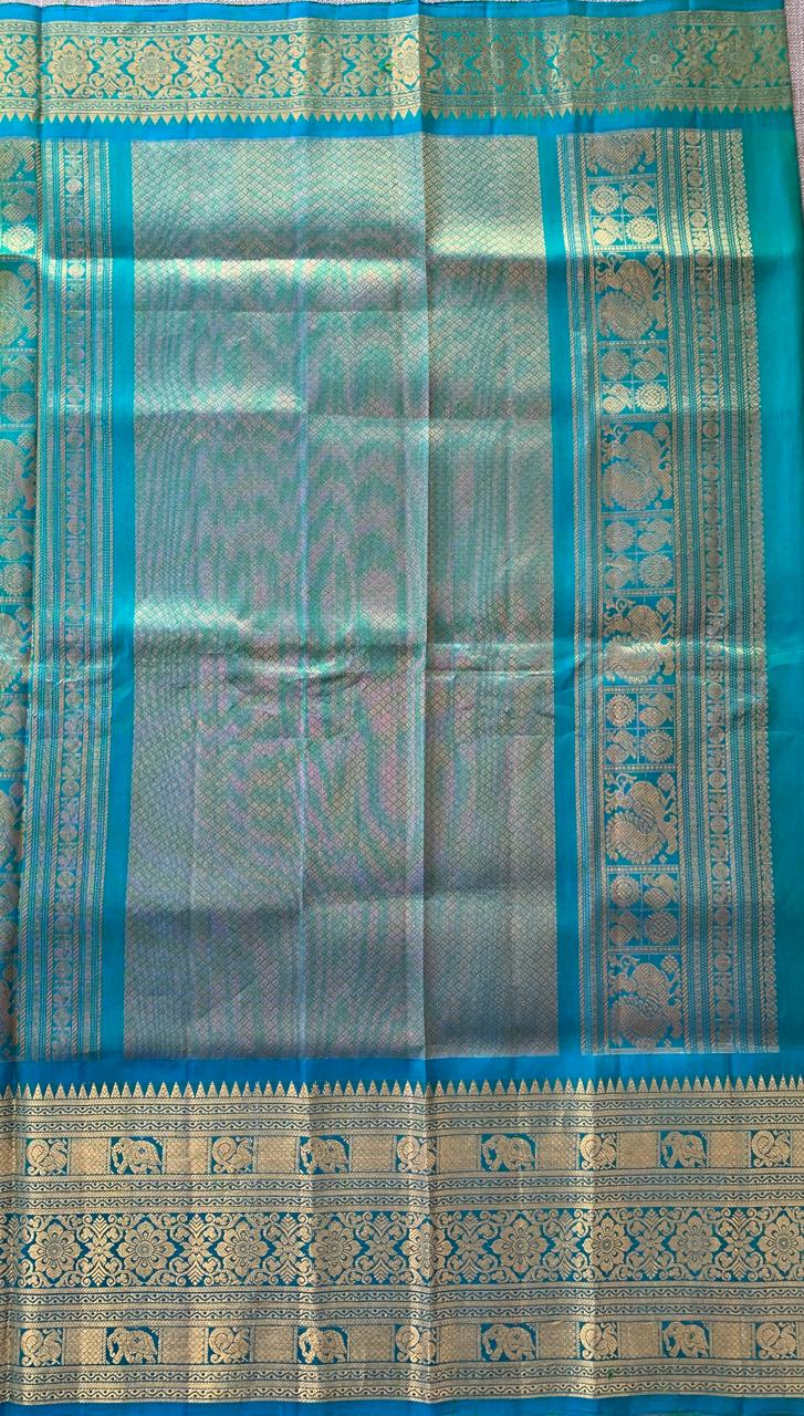 SGSA204 Peacock Blue and Royal Blue Combo Combo Gadwal Handloom Pure Silk Saree