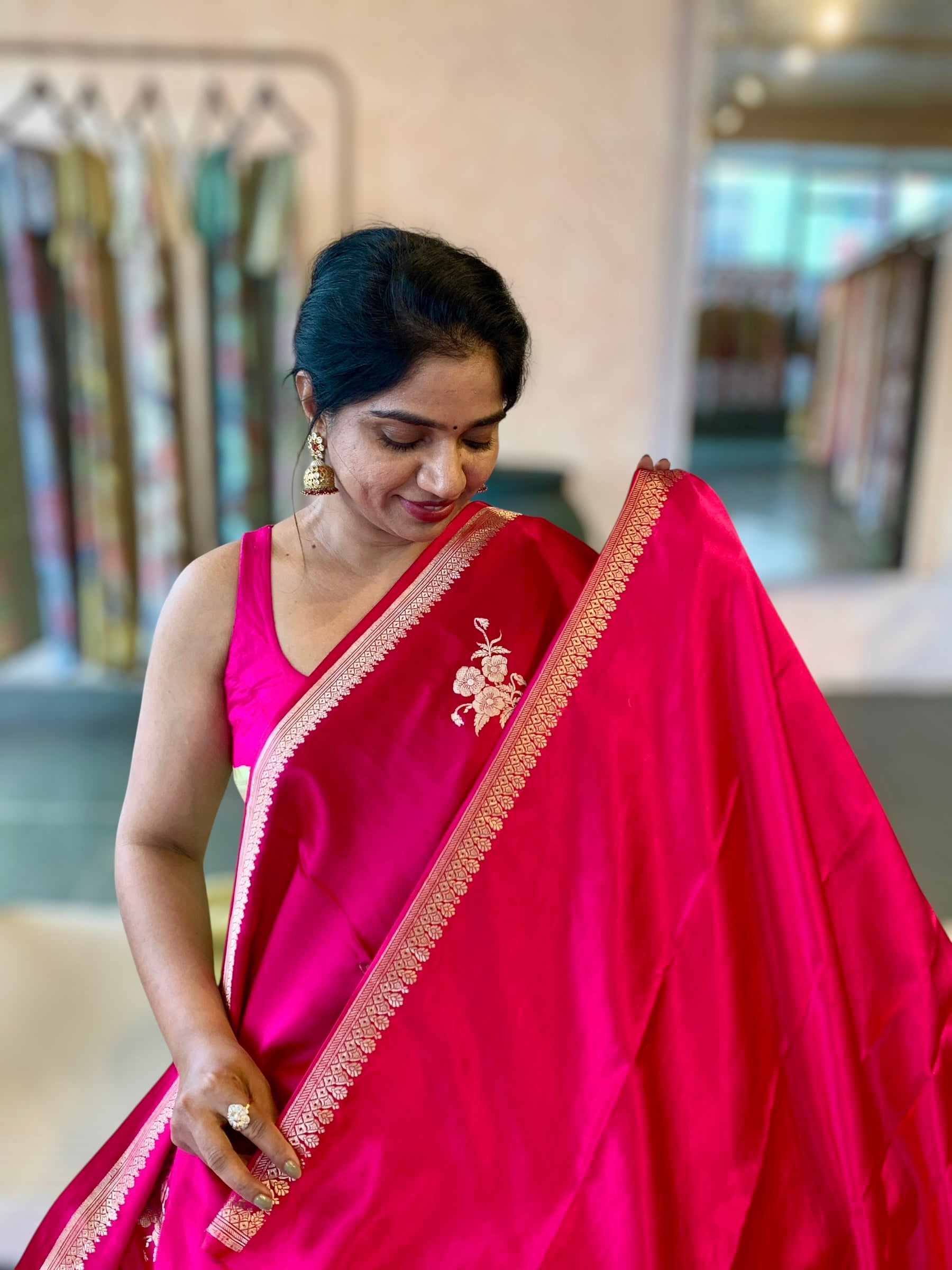 Pink Designer Mashru Silk Saree