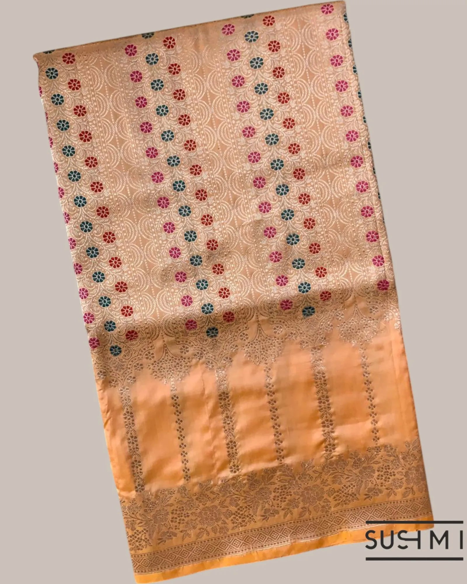 Peach Deisgner Banarasi Katan Silk Saree