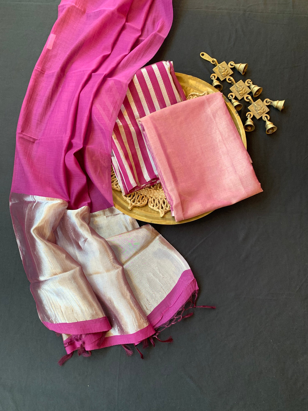 Wine 3 pc Banarasi Tissue Suit Set