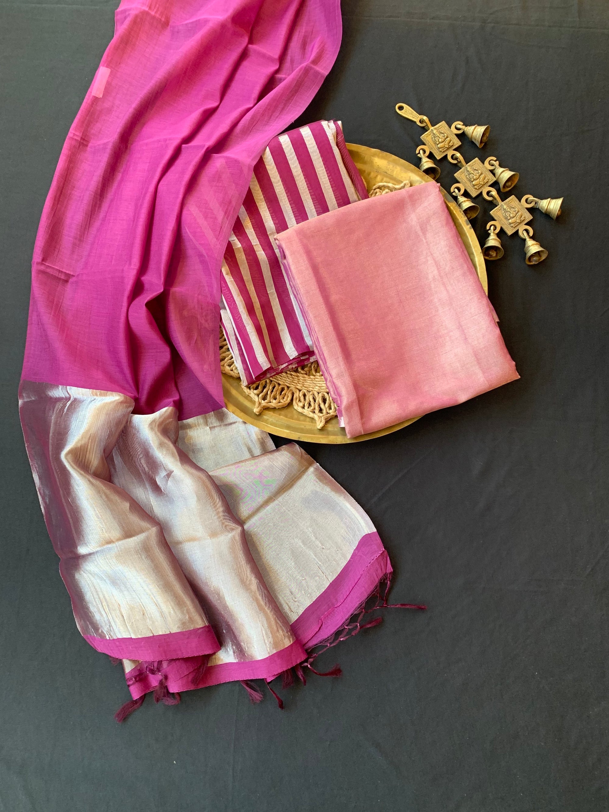 Wine 3 pc Banarasi Tissue Suit Set