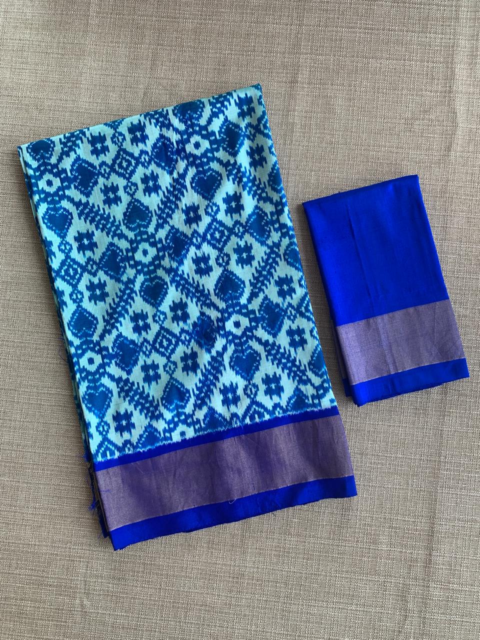 Pure Handloom  Ikkath Patola Saree With Khaddi Border