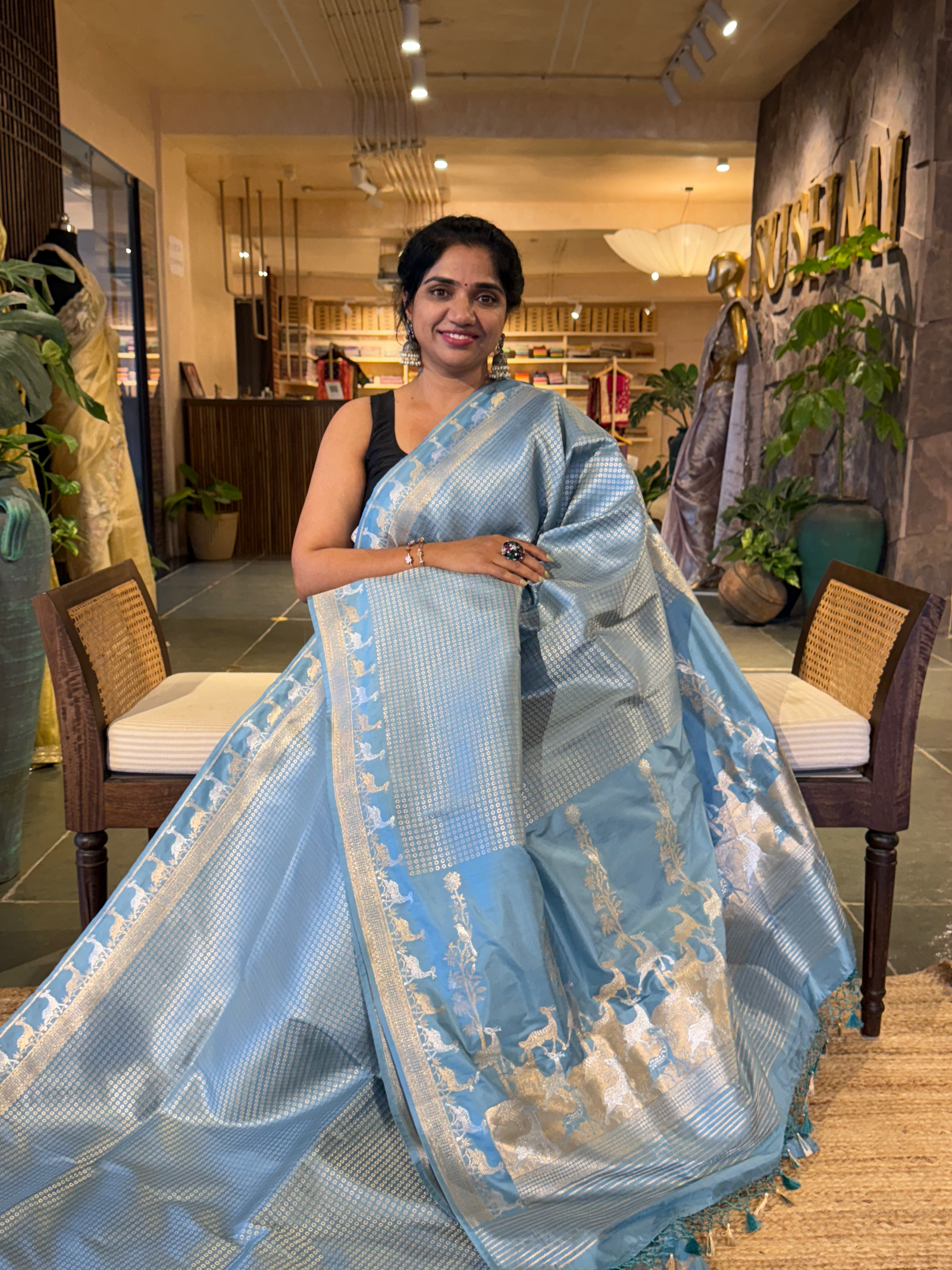 Evening Sky  Pure Banarasi Designer  Ektara Silk Saree