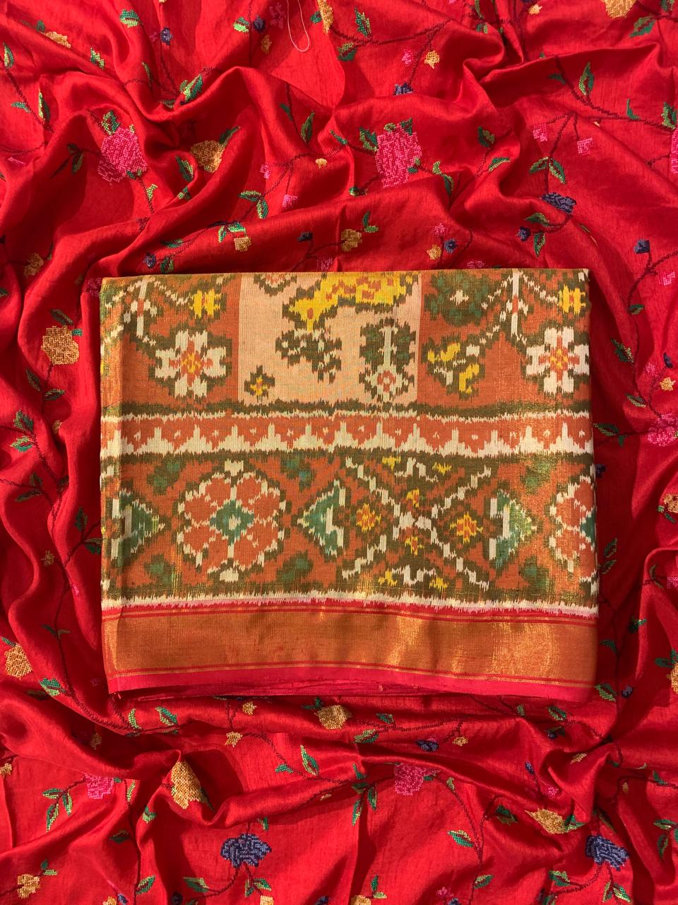 Twill Weave  Patan Patola Tissue Saree