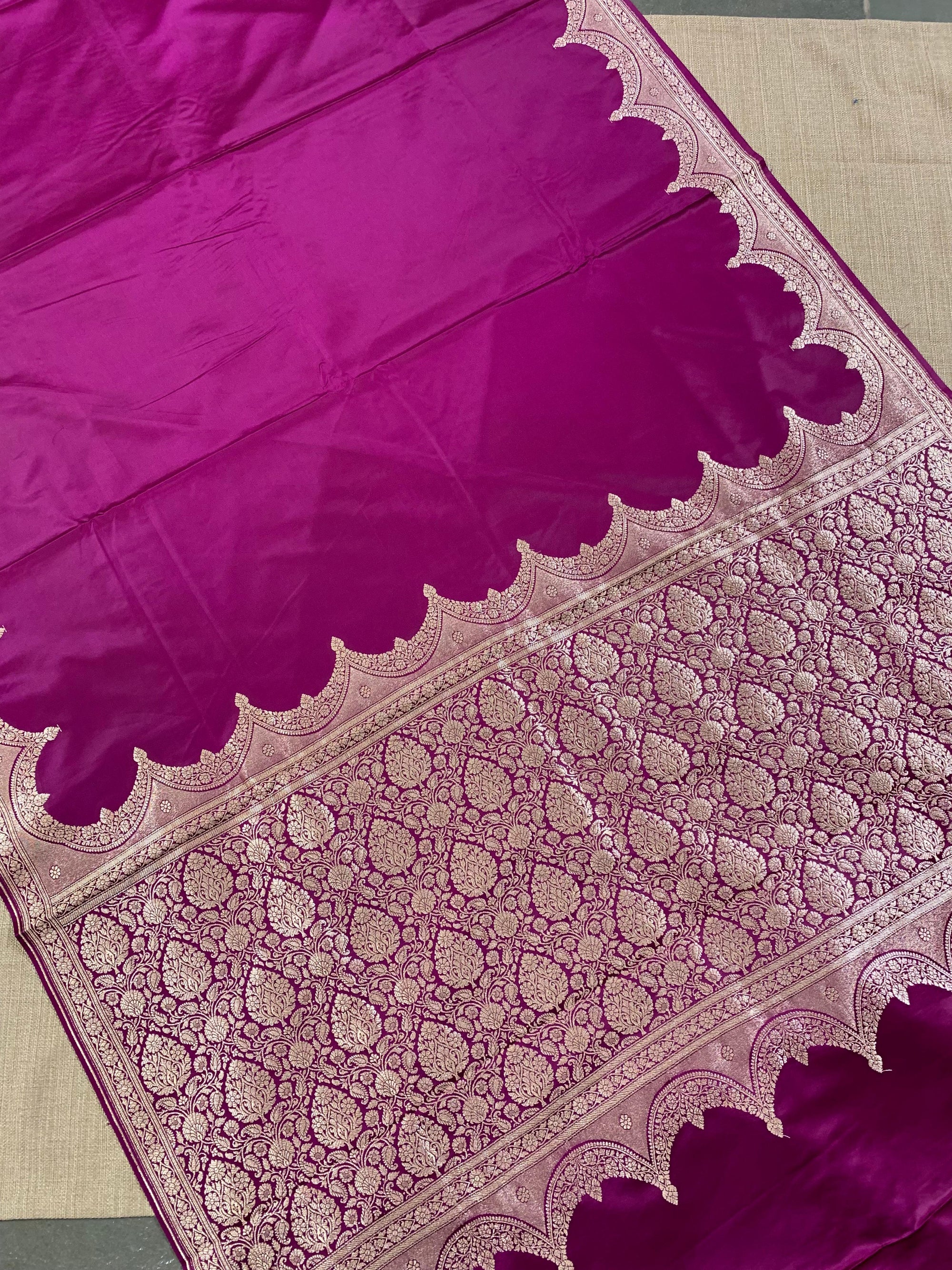 SMSSA216  Wine Mashru Silk Saree With Scallop Border