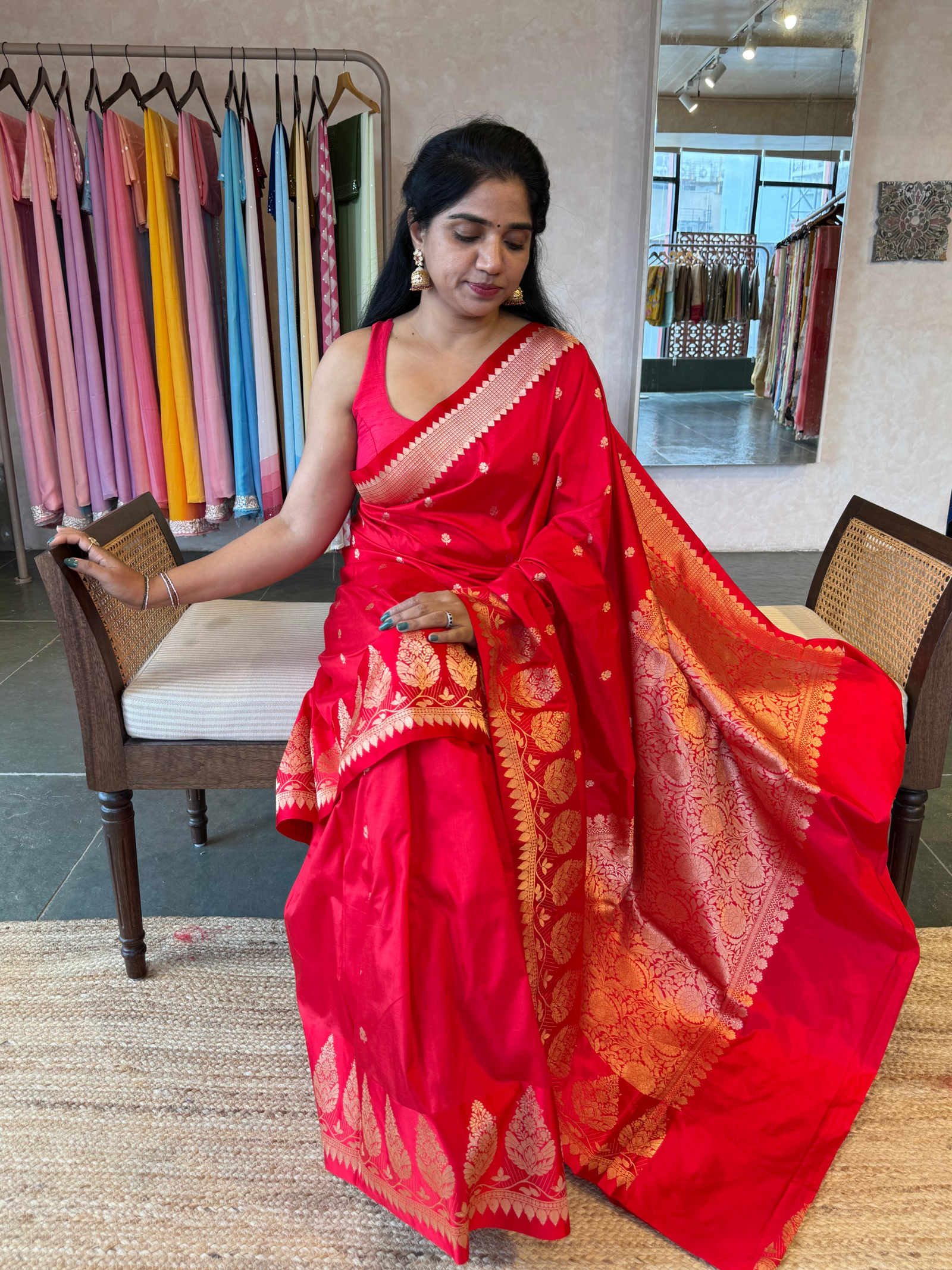 Red Pure Handloom Poona Silk Saree With Kaduwa Weaving Open Borders