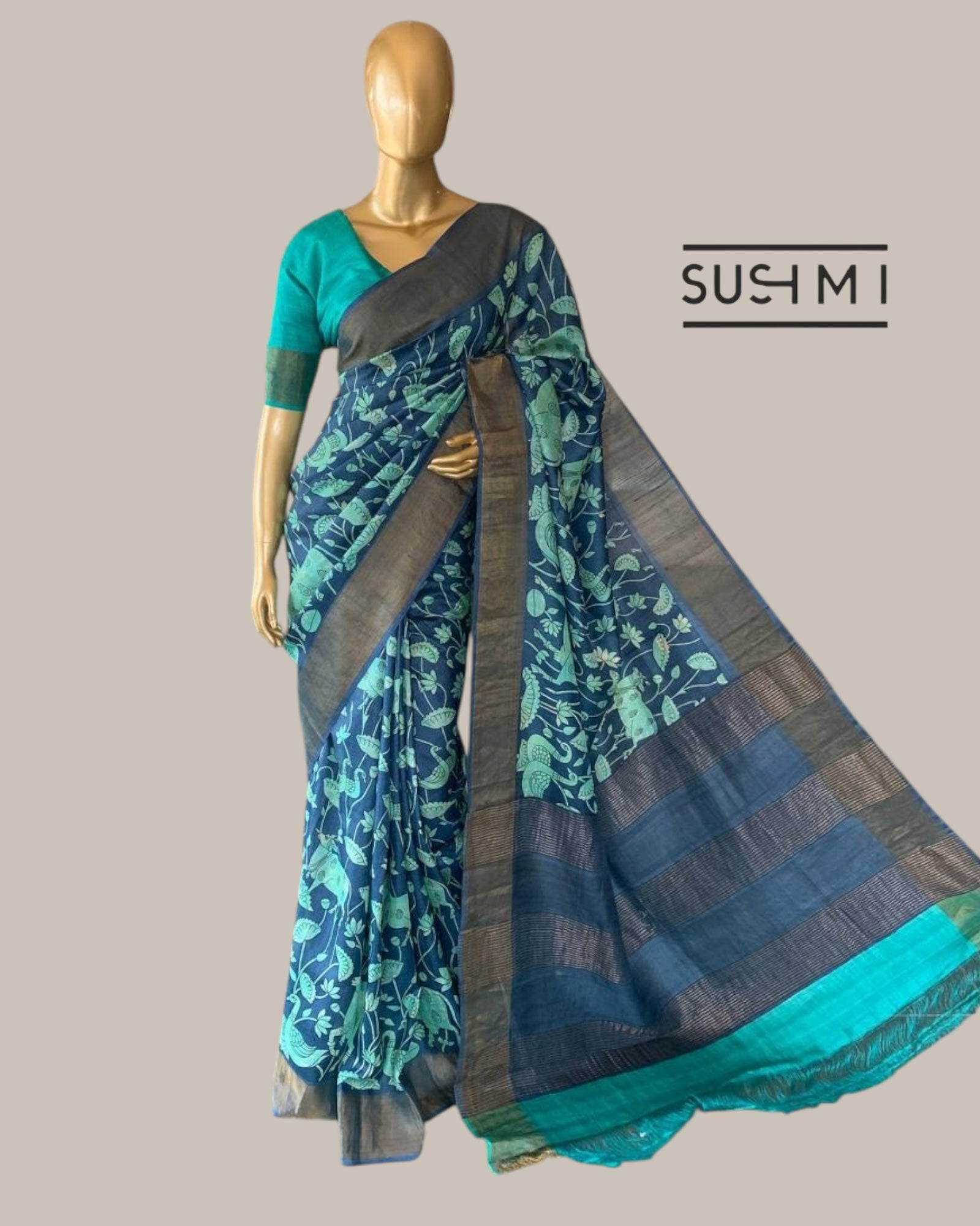 Pure Tussar Saree with Kalamkari Print