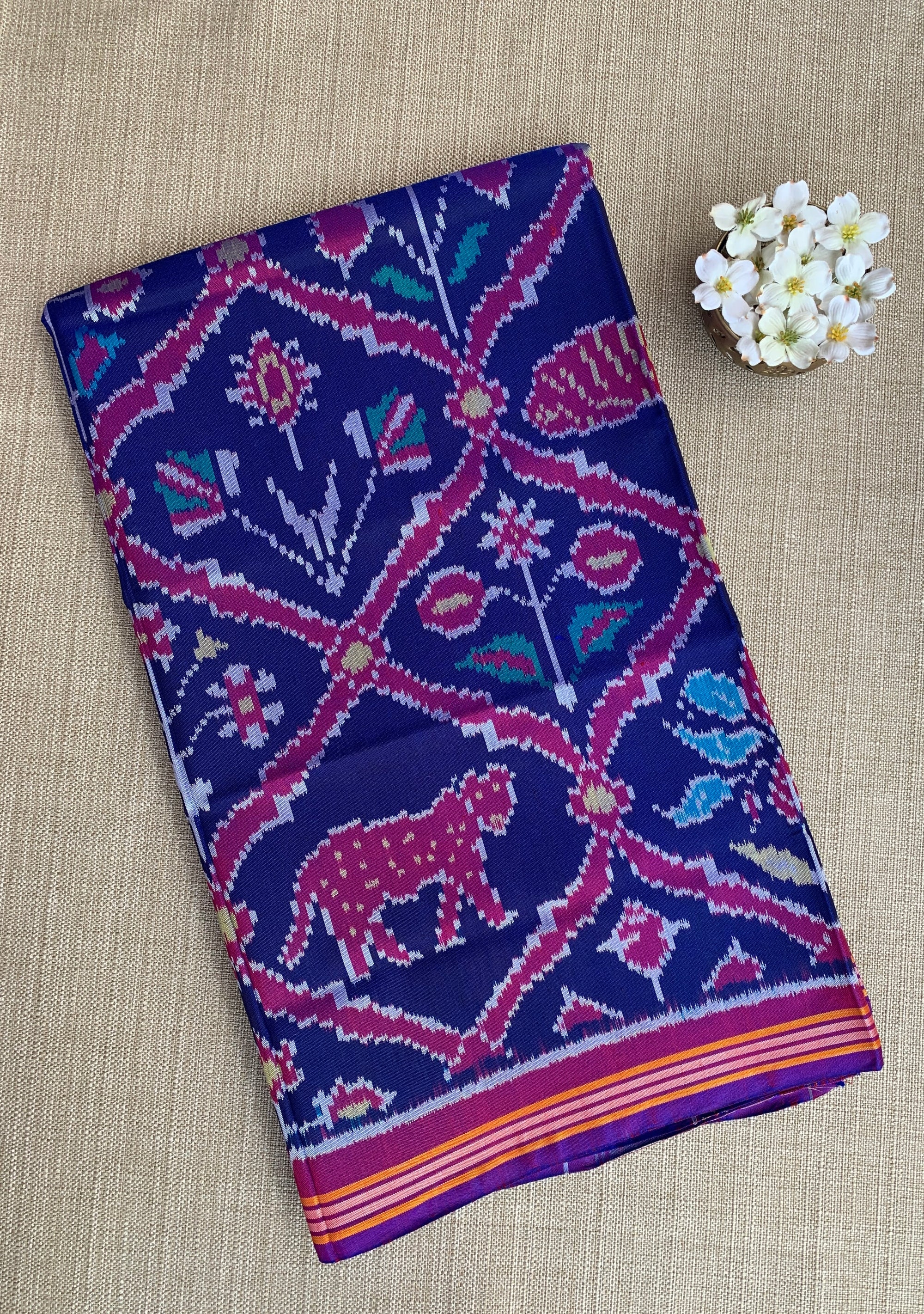 Blue and Majenta Combo Patan Patola Six figure Saree