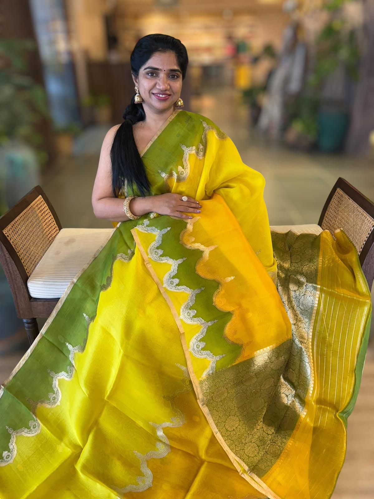 Designer Premium Handloom Rangkaat Kora Banarasi Saree  with Jewelry Design