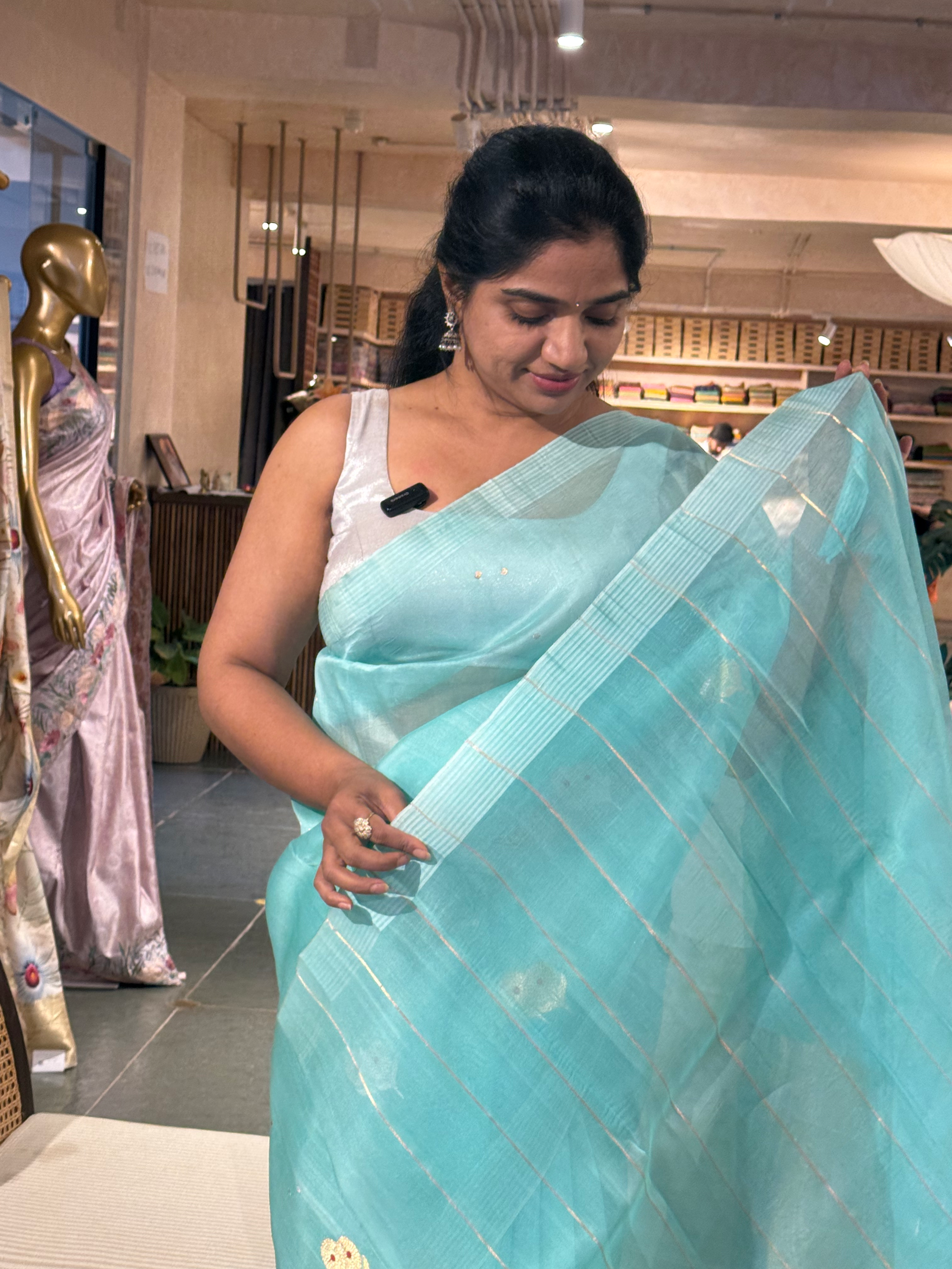 SeaBlue Kora Banarasi Saree with kaduwa woven sona rupa motifs