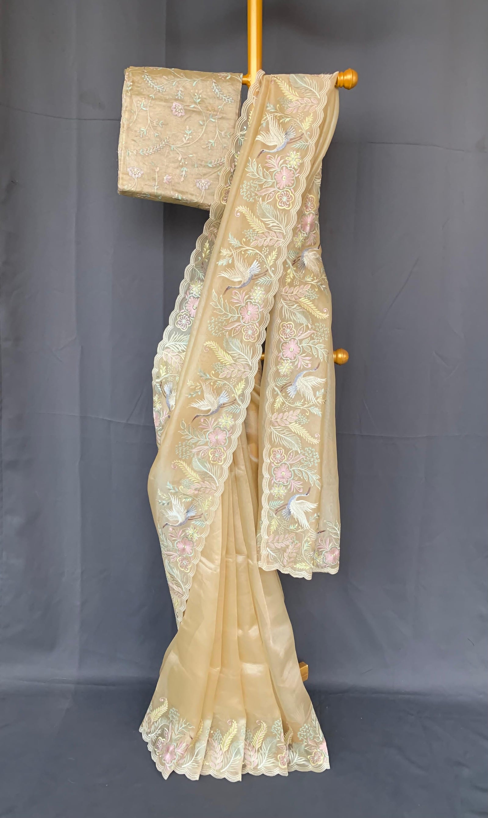 Pastel Yellow Pure Tissue with stunning embroidery