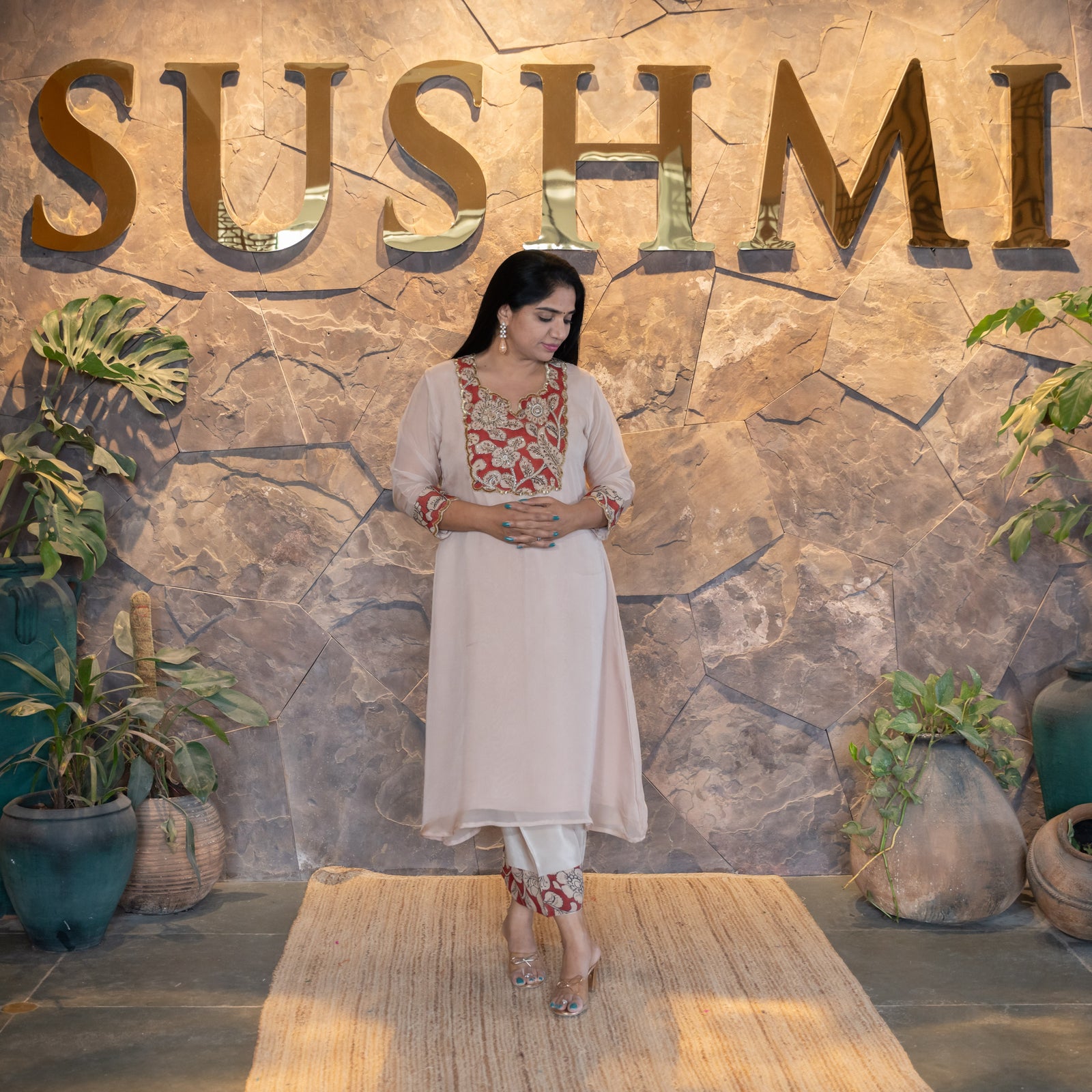 Organza and Pen Kalamkari Fusion Coordset