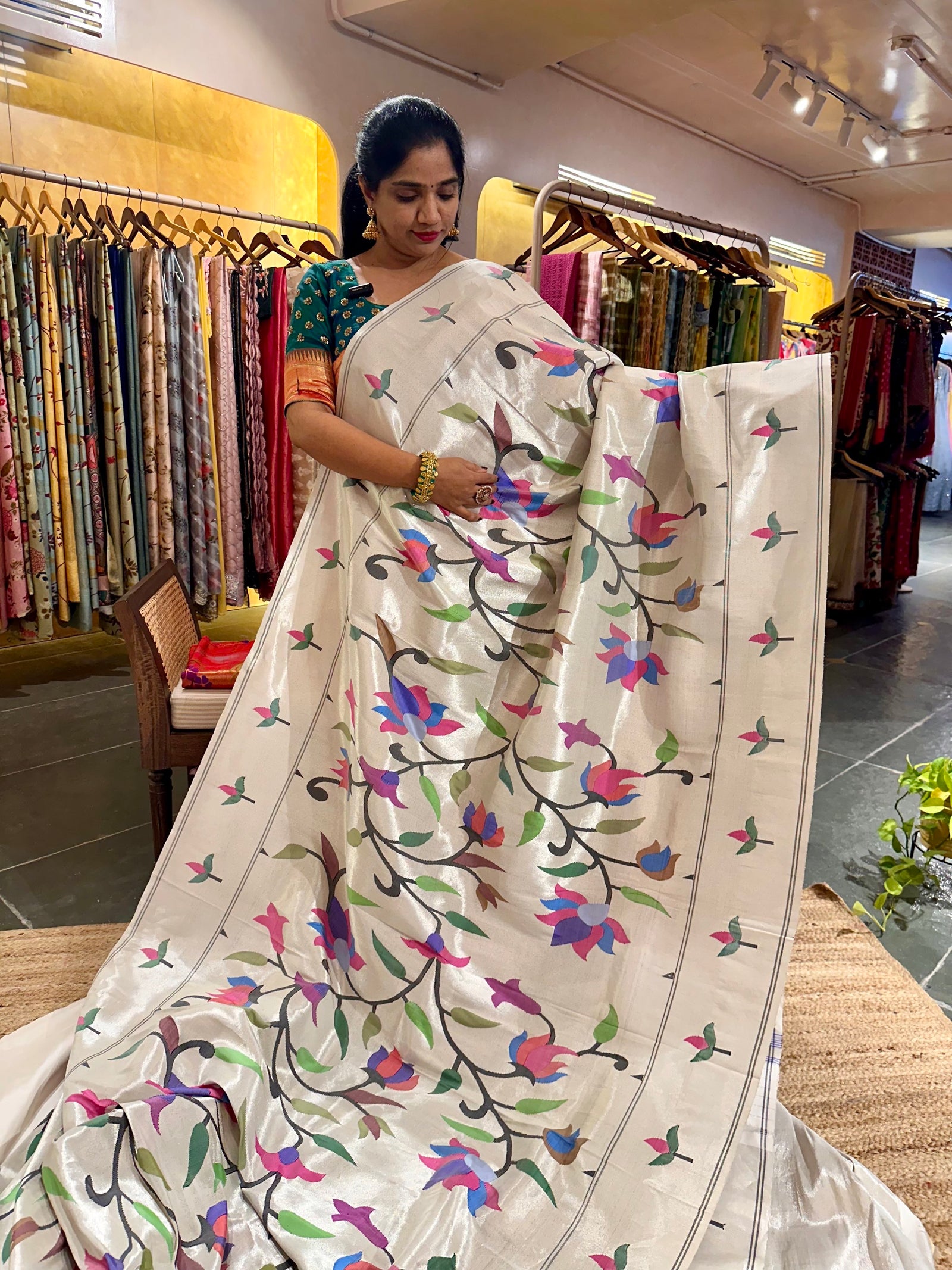 Silver Tissue Allover Paithani Saree