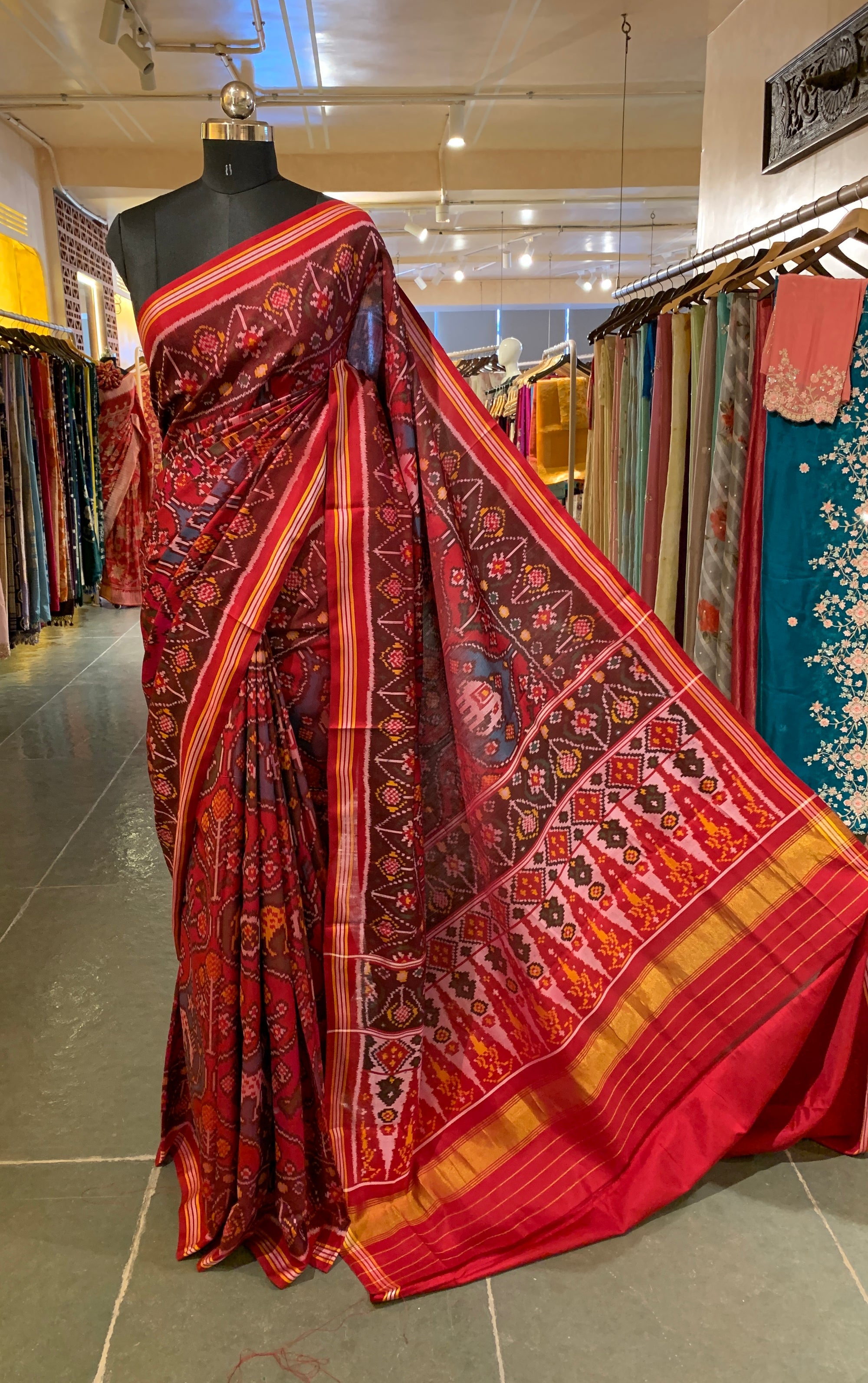 Multi Color Six Figure Patan Patola Saree
