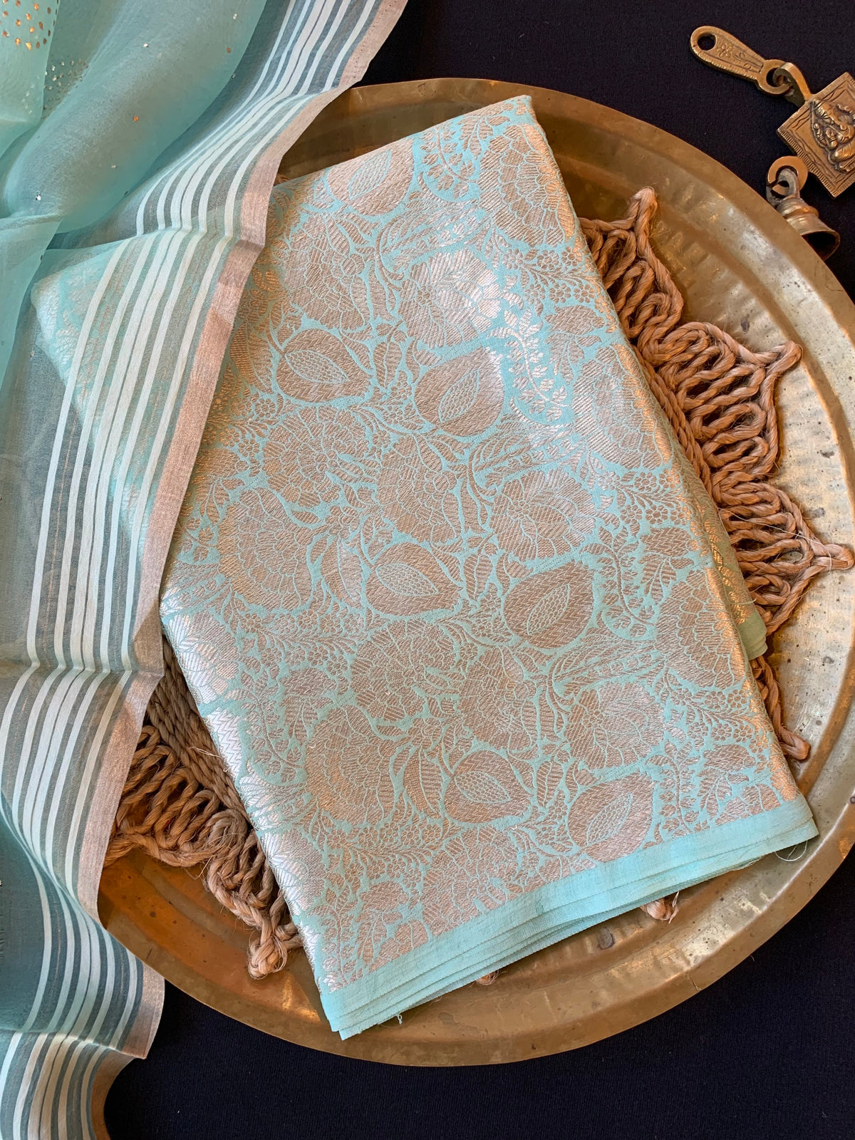 Sea Green Banarasi Handloom Brocade 3 pc suit set