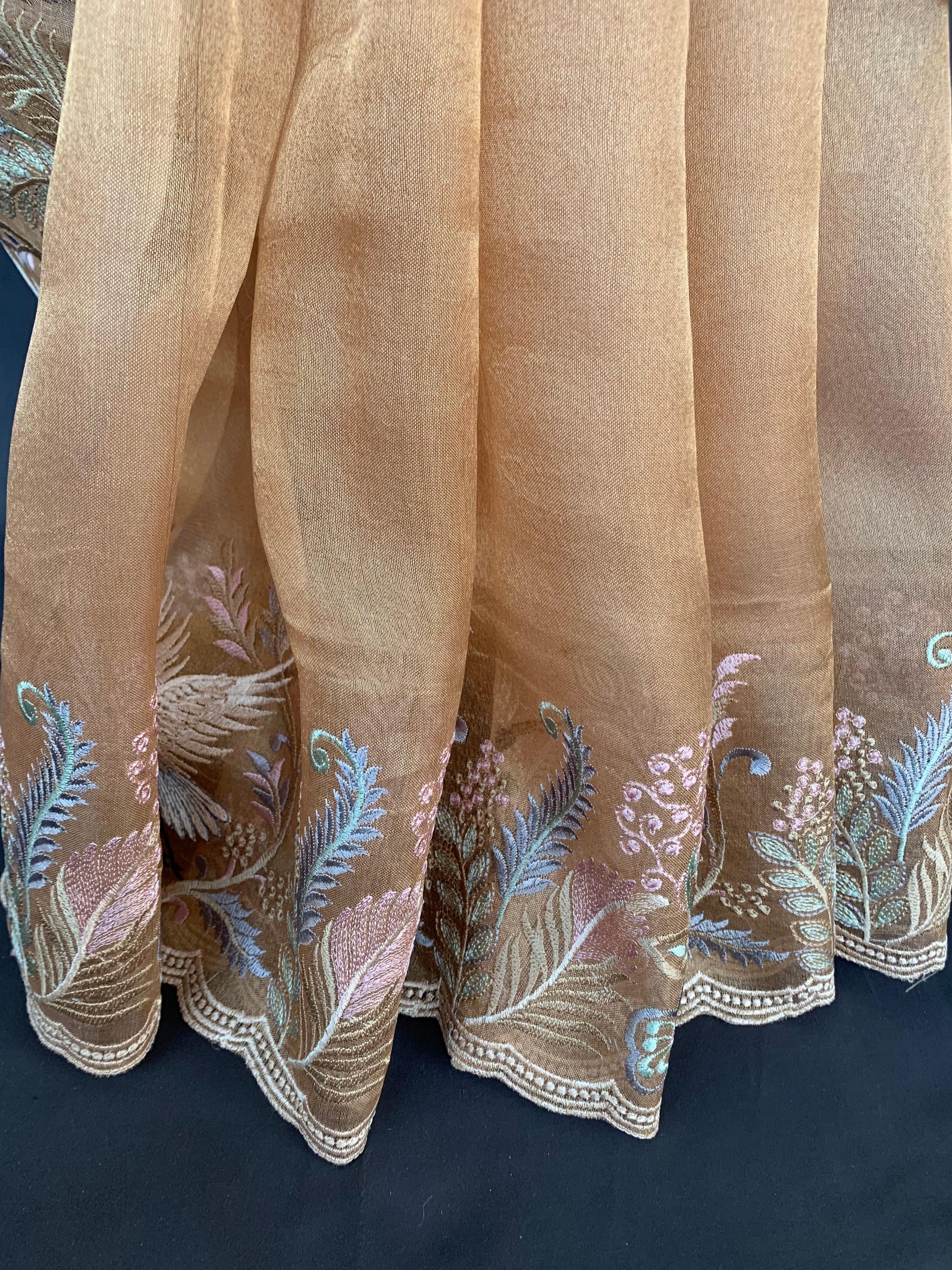 Peach Pure Tissue with stunning embroidery