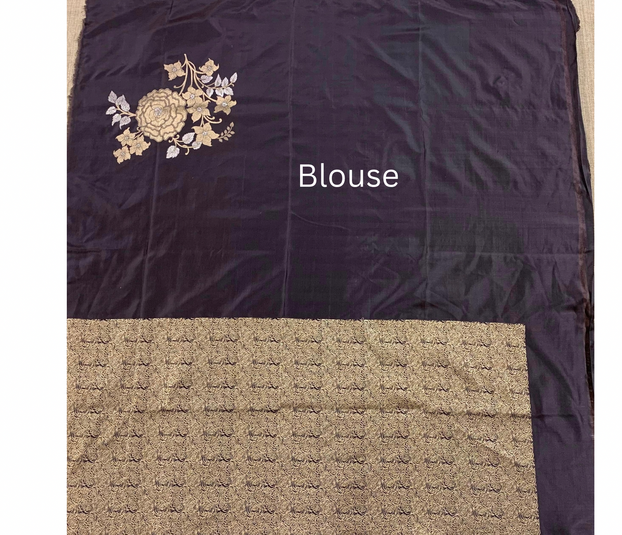 Dark Choclate and Antique Gold Designer Banarasi Silk Saree