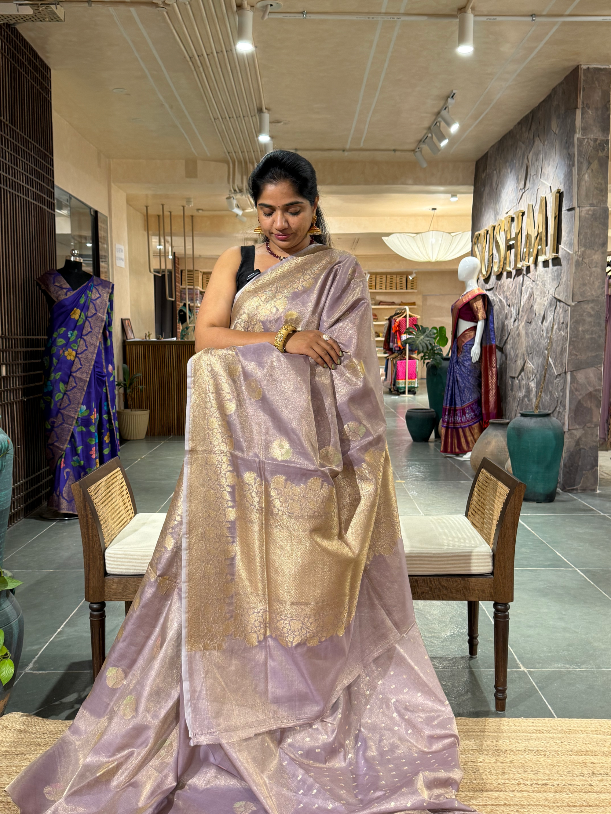 Mauve  Banarasi Tissue   Silk Saree
