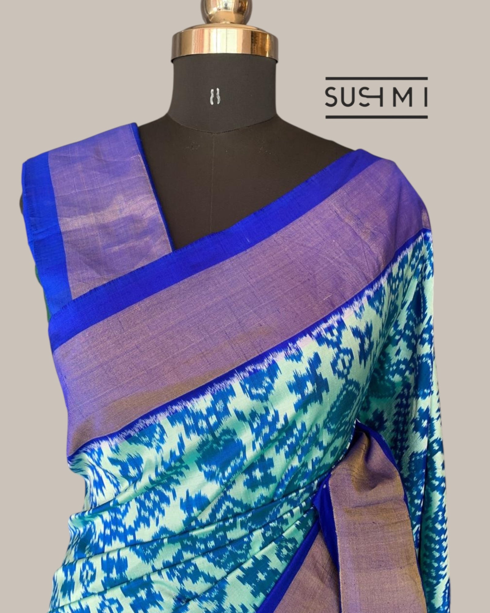 Pure Handloom  Ikkath Patola Saree With Khaddi Border